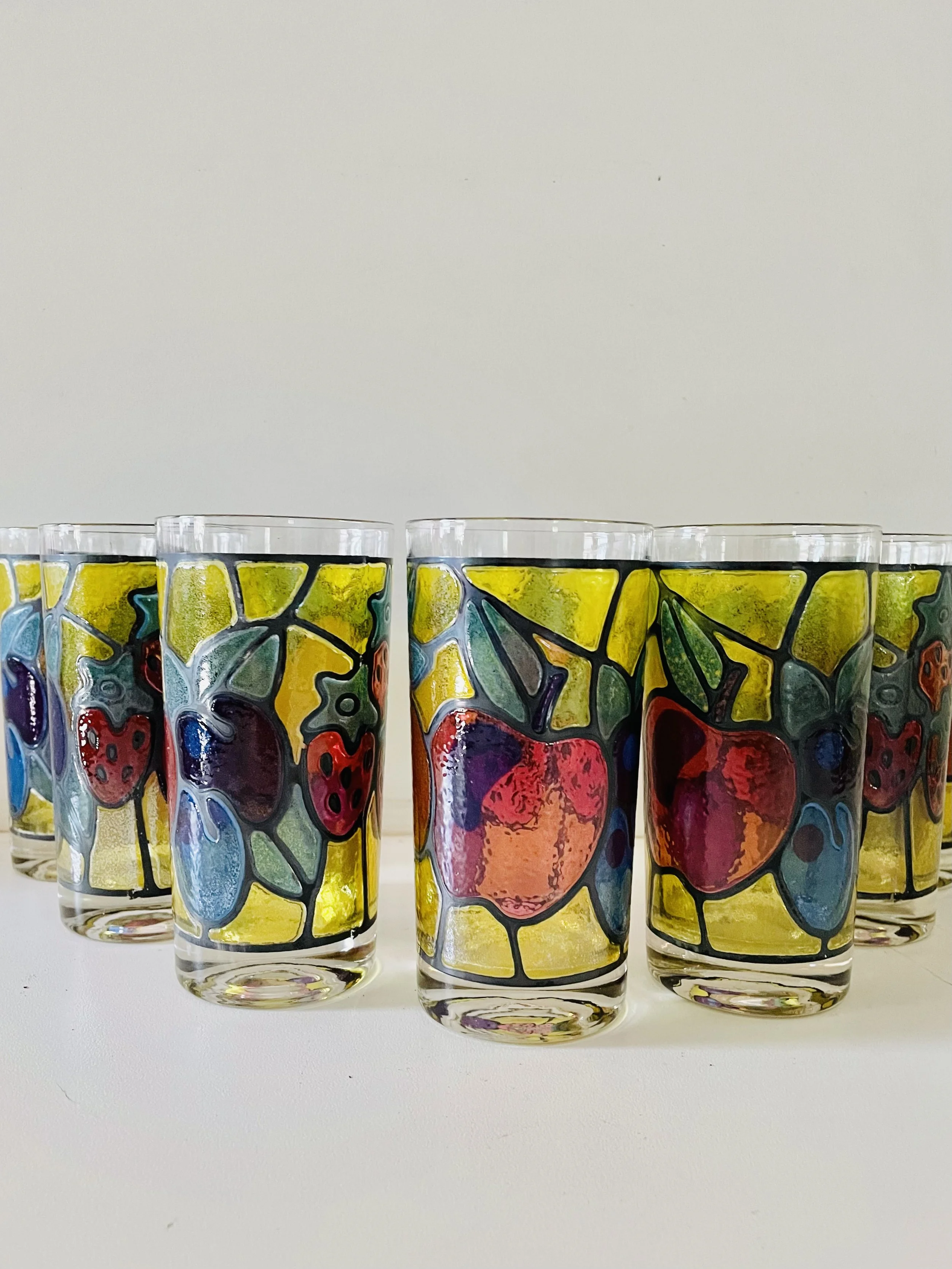 Libbey Stained Glass Set Of 6