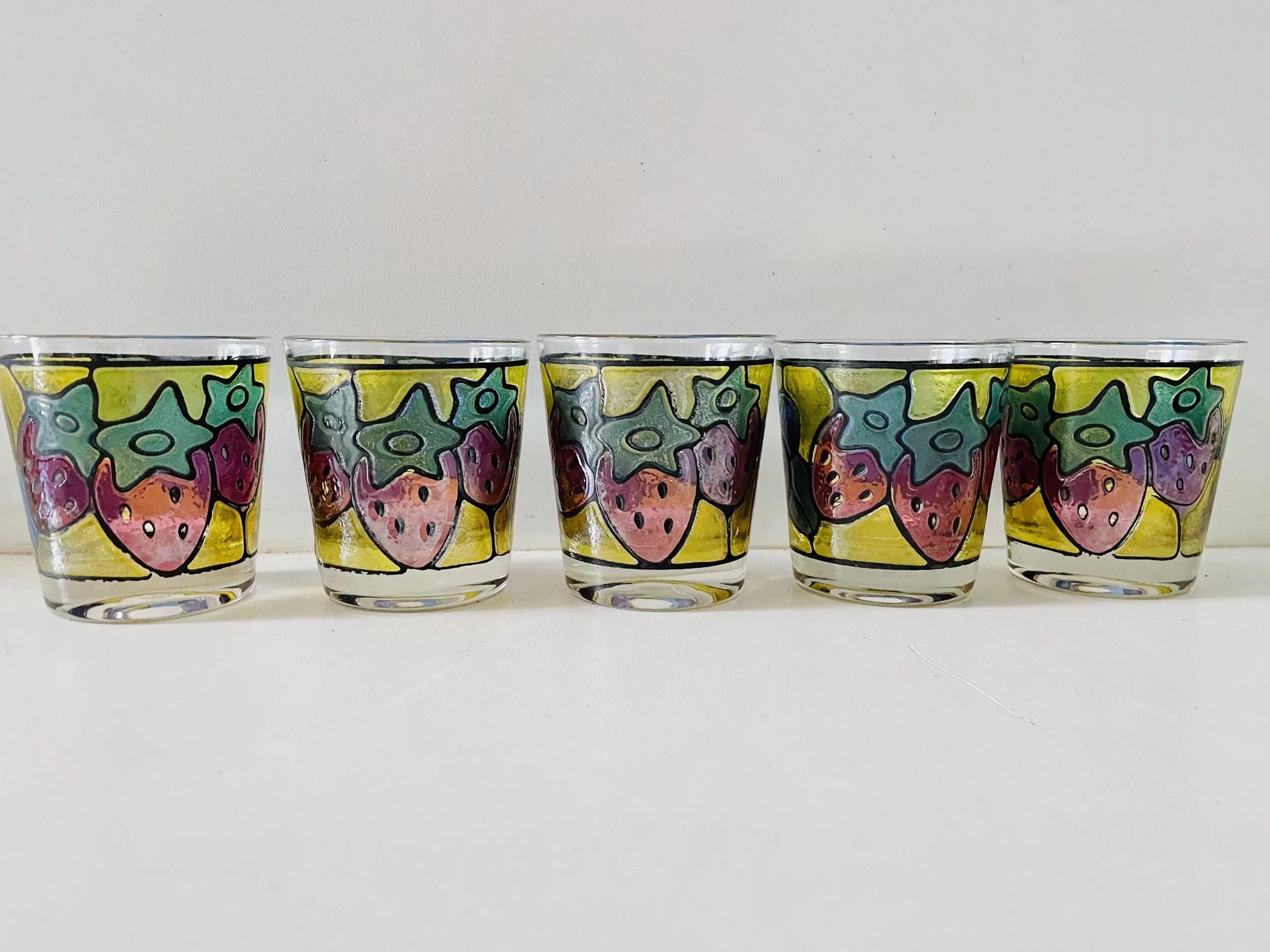 Libbey Stained Glass Fruit Glasses