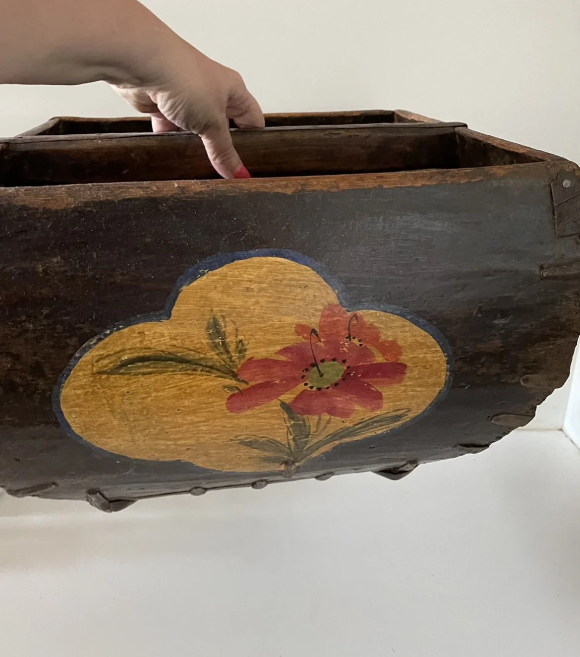 Antique Chinese Wood Painted Grain Measure 