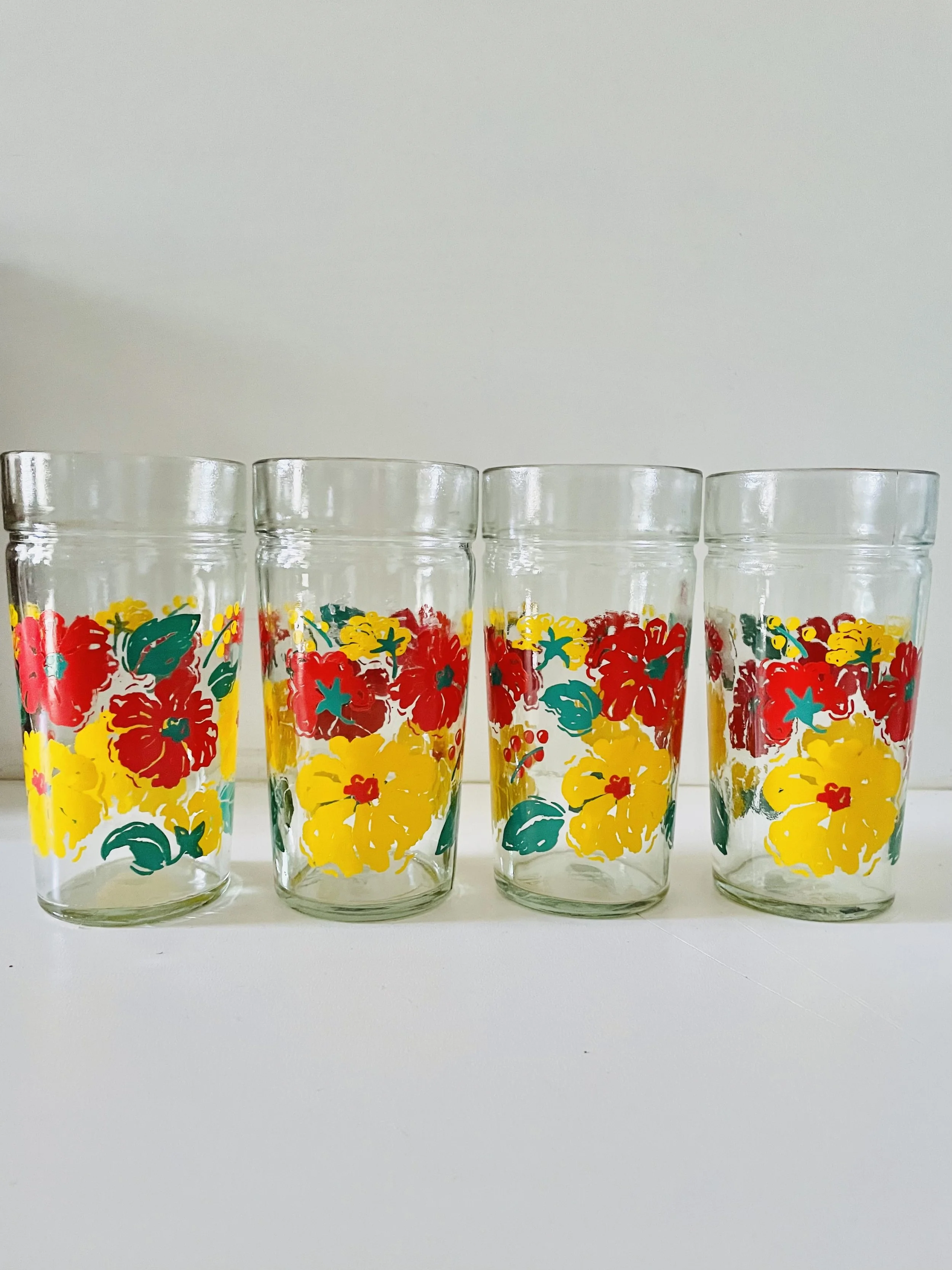 Set of Four Retro Vintage New Old Stock Anchor Hocking Golden Harvest 1980’s Tumblers