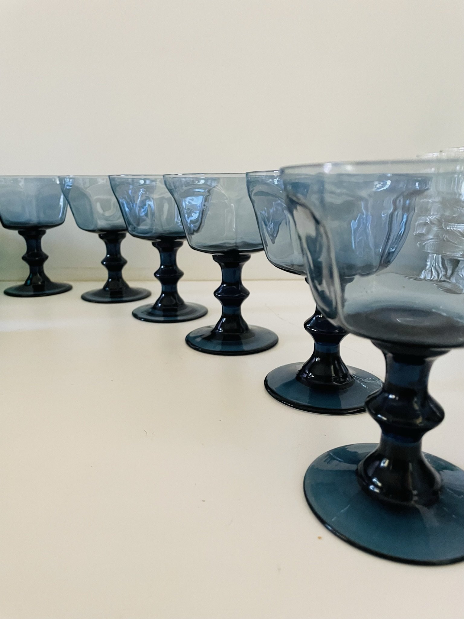 Lenox Dark Blue Six Sided Champagne Glasses