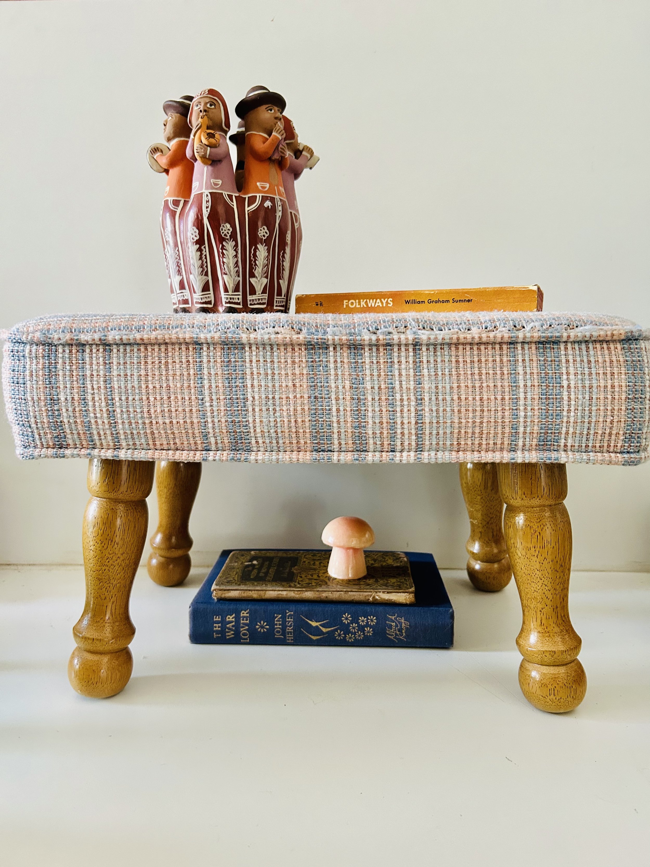 Vintage Pastel Wood Foot Stool