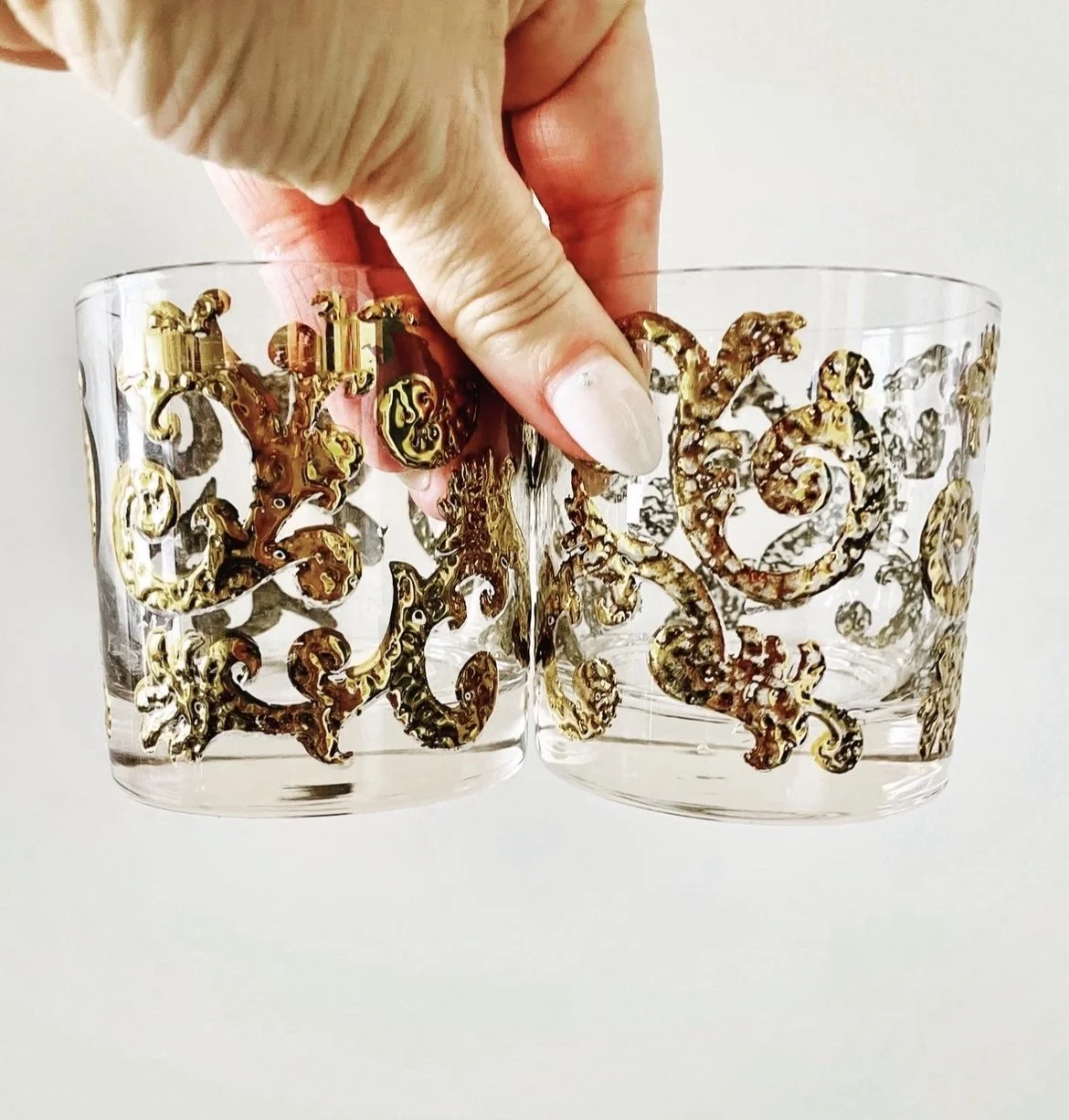 1960s Georges Briard Spanish Gold Scroll Barware, 7 Pieces