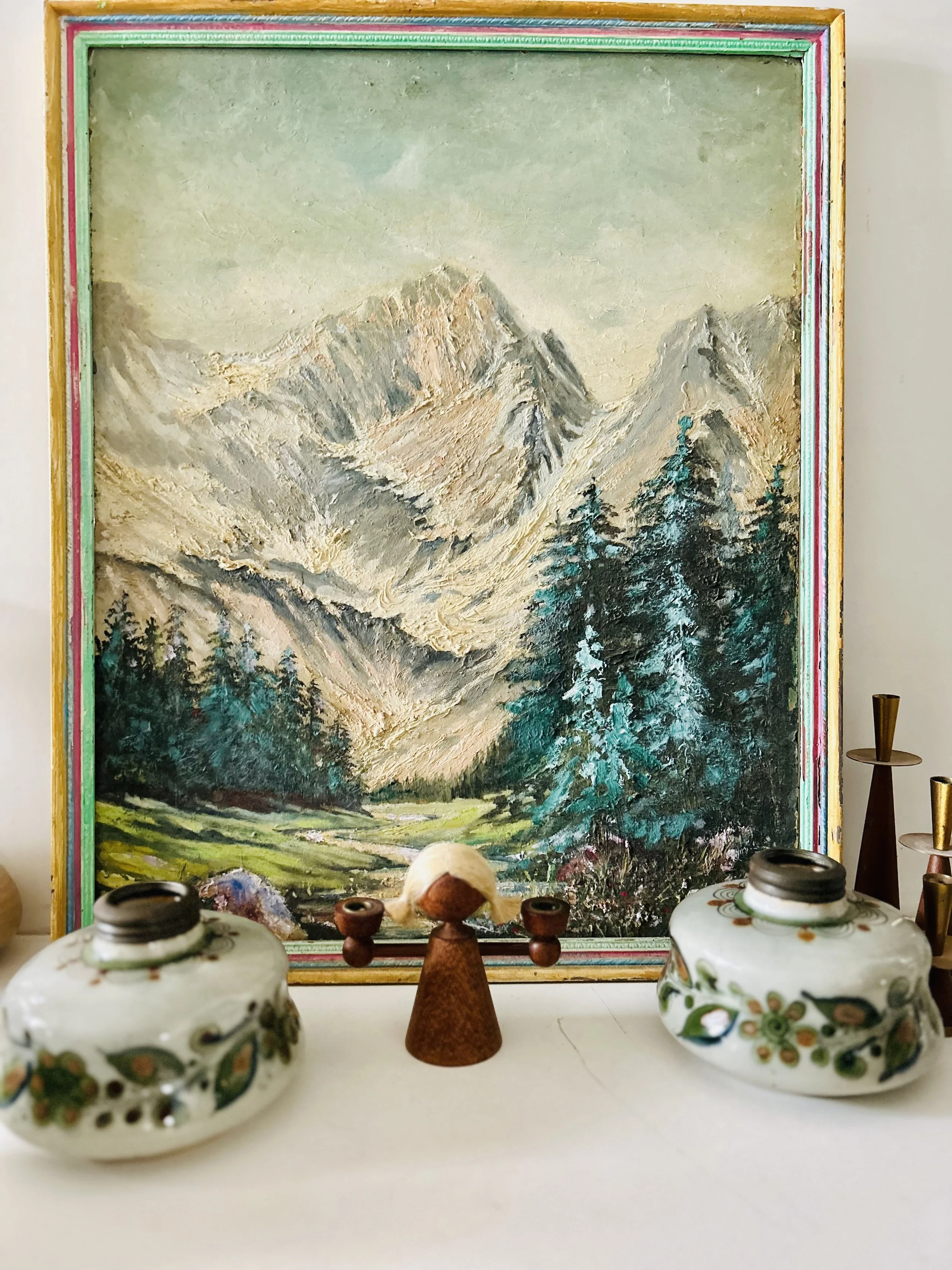 Midcentury Alpine Framed Painting