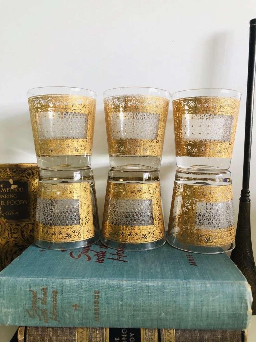 Pasinski Midcentury 22K Gold Double Old Fashion Glasses