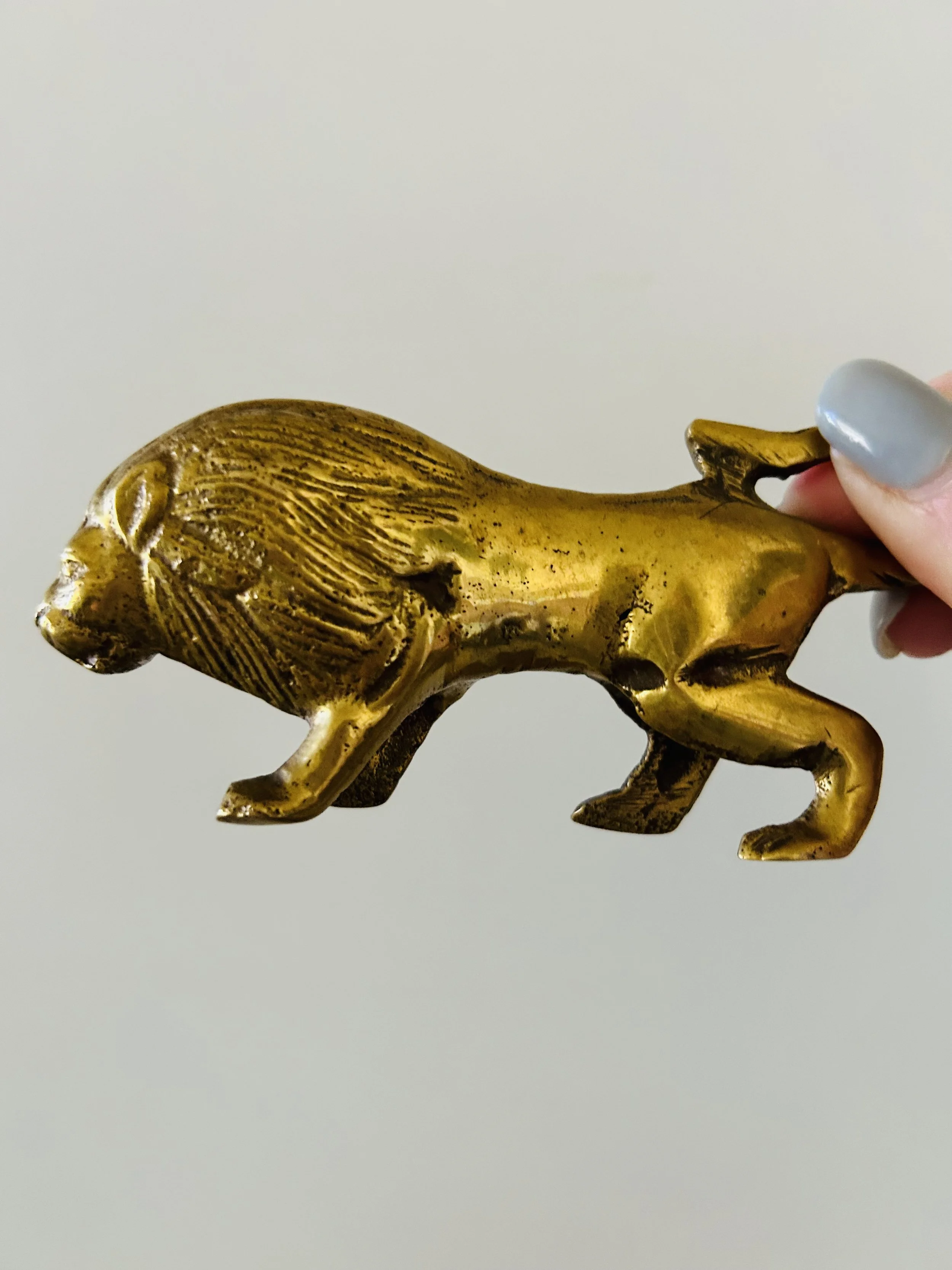 Vintage Solid Brass Lion Figurine