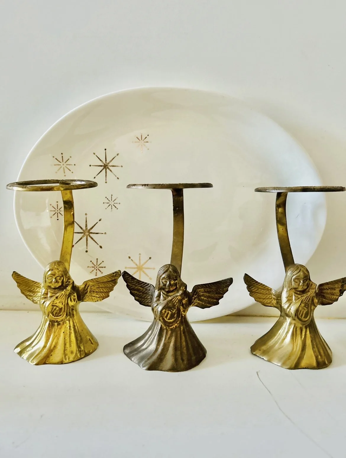 Trio Brass Angel Candleholders