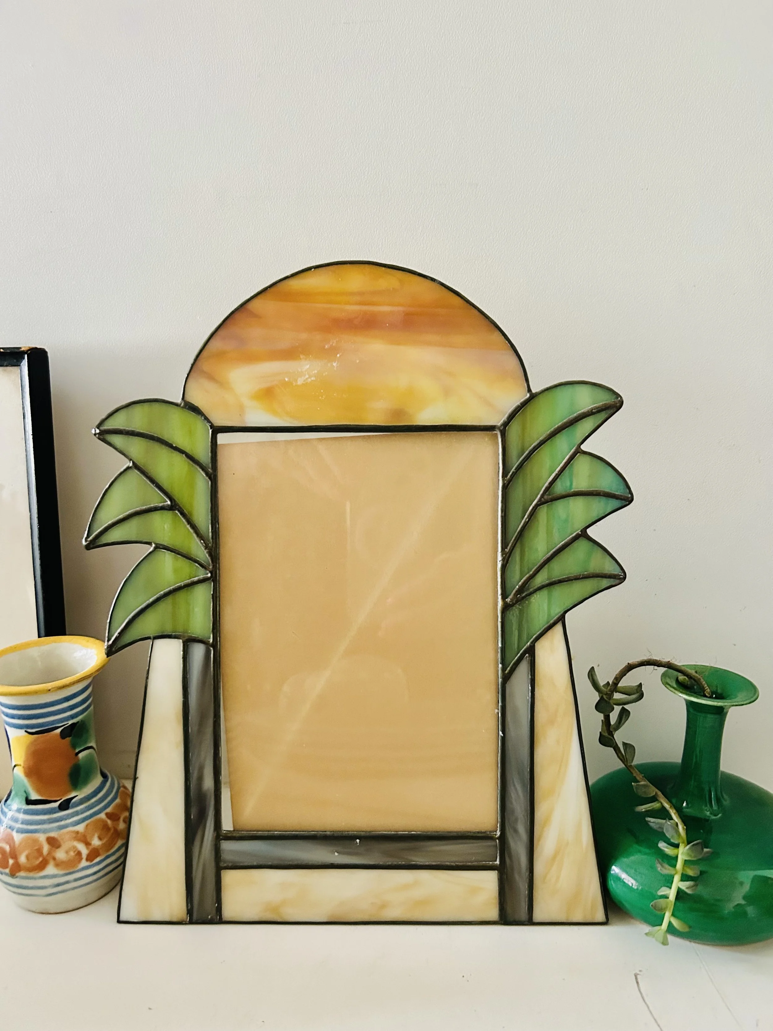 Palm Tree Beach Stain-Glass Picture Frame
