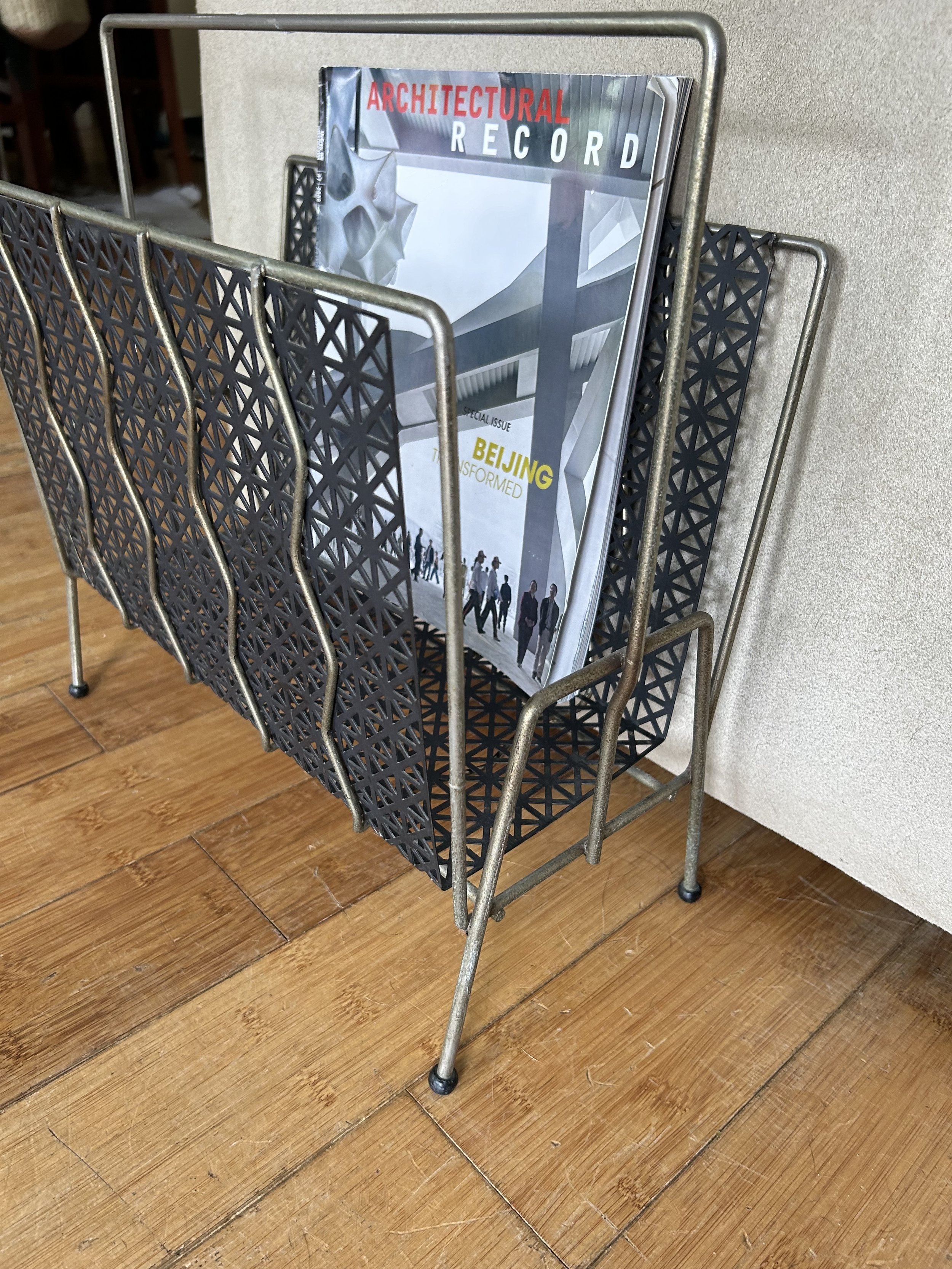 1950s Koch Metalcraft Magazine Rack Record Holder Mid Century