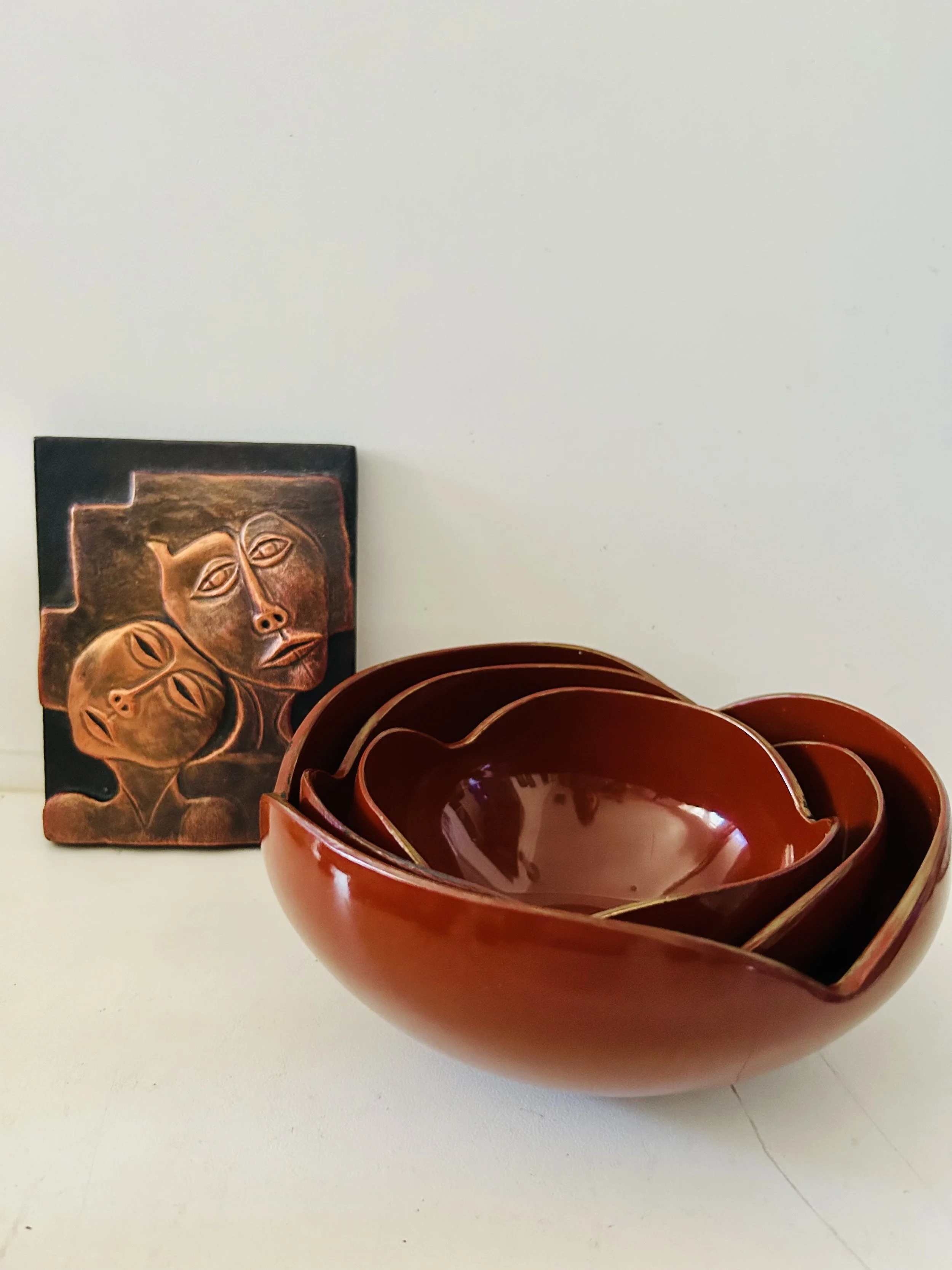 Vintage Red Nesting Bowls