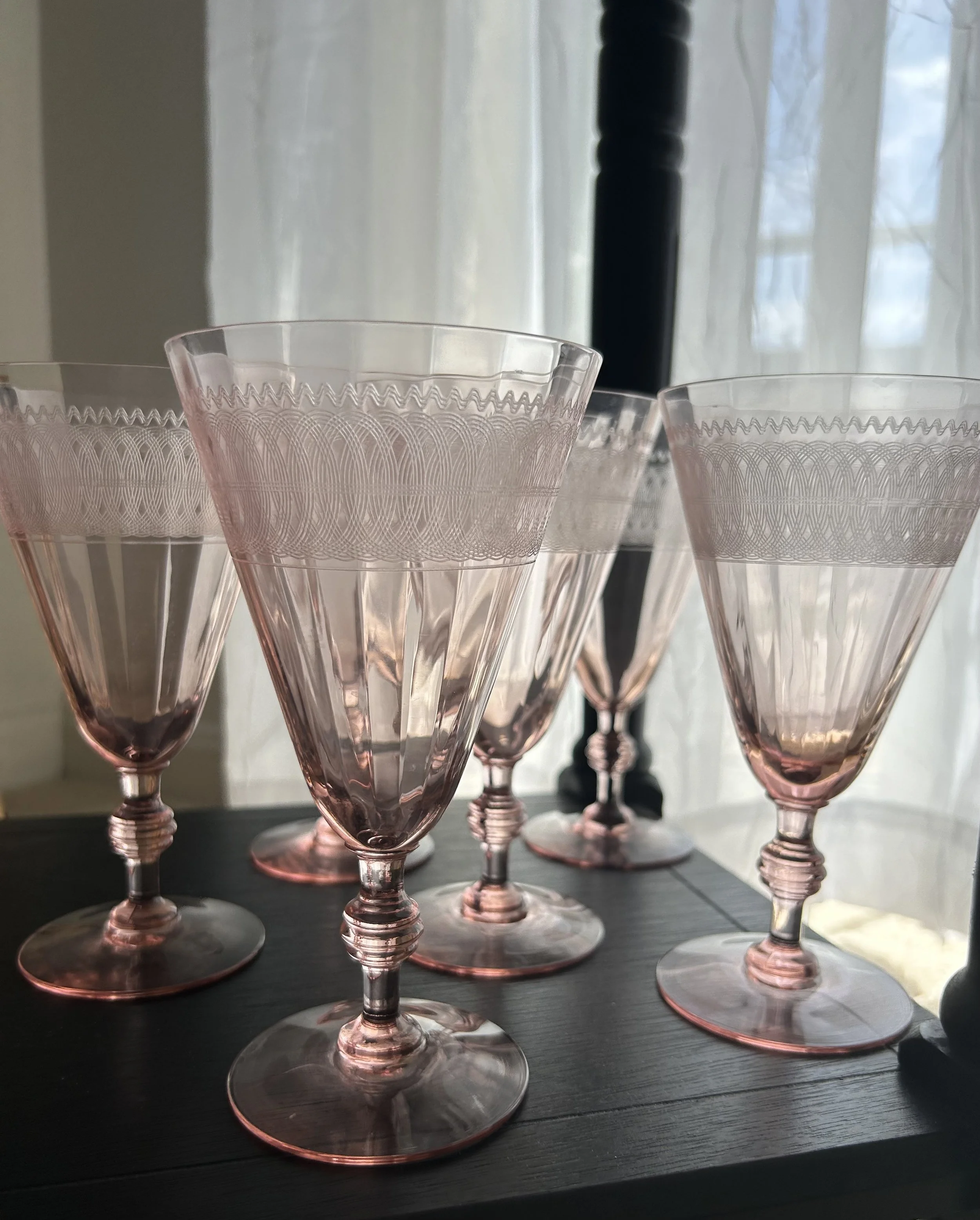 Vintage Elegant Pink Fry Glass Cordial Glass ~ Elegant Depression Stems