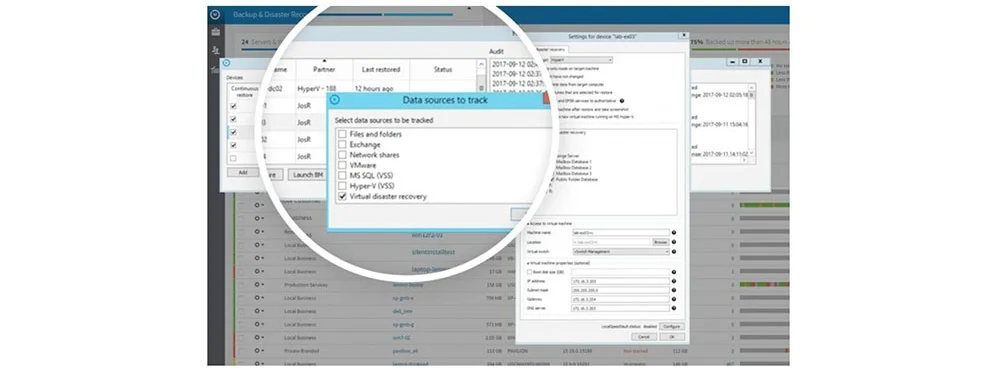 This includes Virtual disaster recovery, Test your recovery image at any time to Hyper-V or VMware, Fast efficient protection, Complete Exchange database restores, Full Exchange server recovery, Continuous recovery, Native VMware integration and Hot VM backups