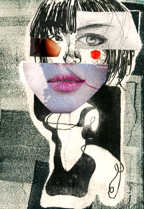 Identity Distractions , 2014, 8”x11”, Paper Litho and Chine Colle