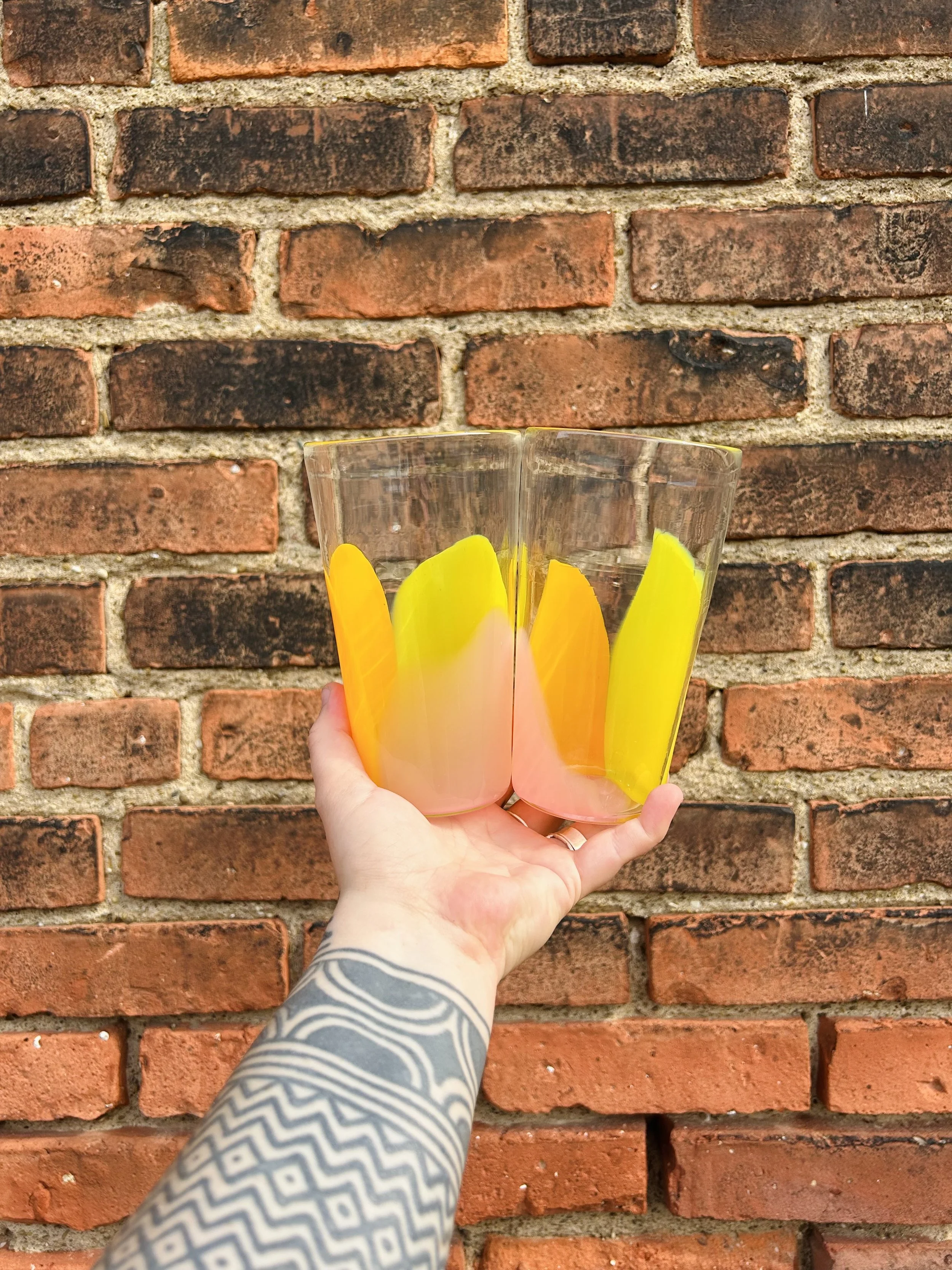 Summer Dream Tangerine Pint Glasses (Set A)