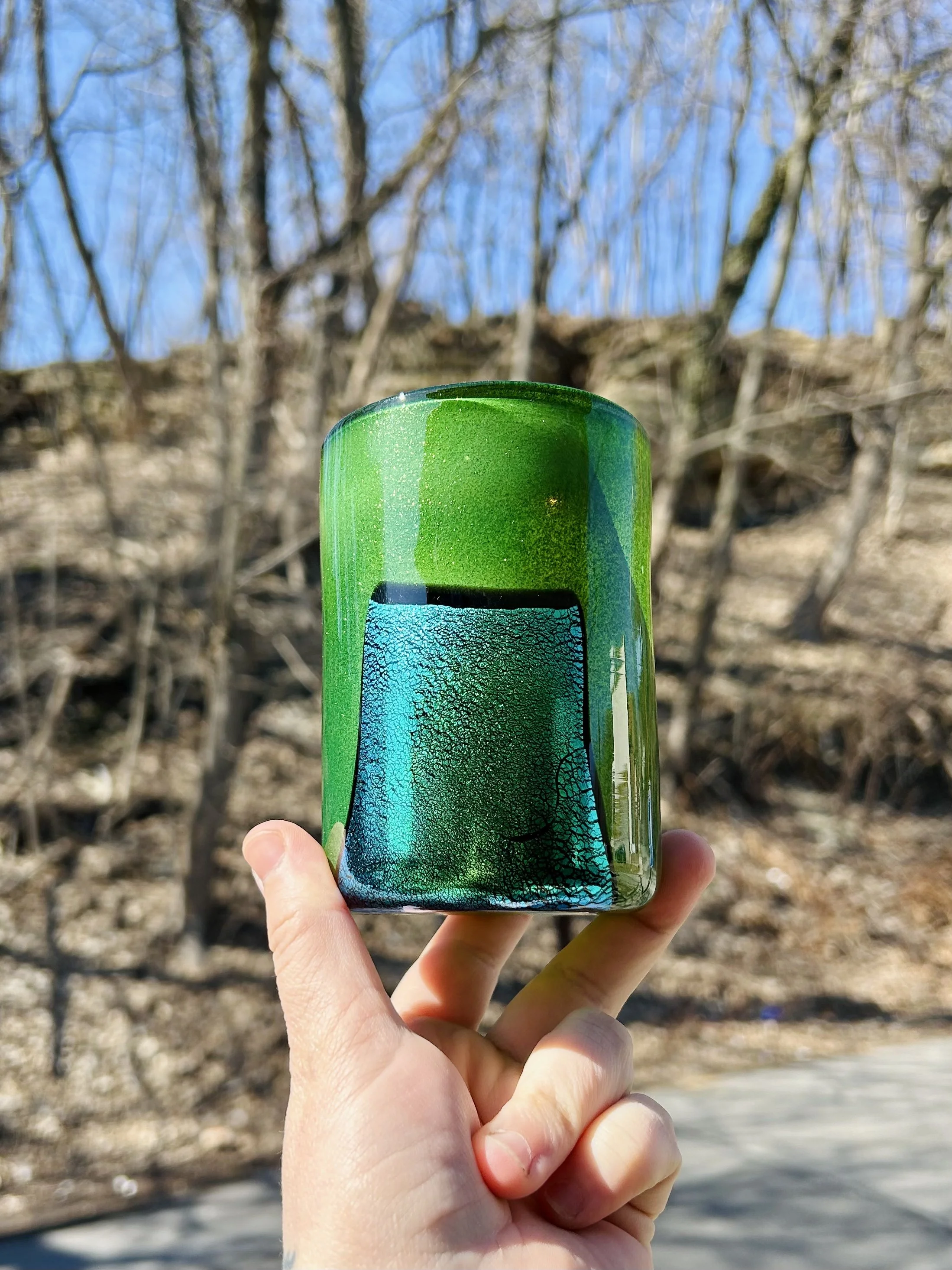Double Glitter Green Dichro Glass (B)