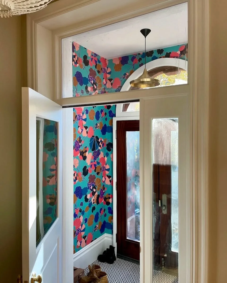 Work in progress! Still waiting on a few details for this foyer transformation, so stay tuned. ➡️Swipe for before! #foyer #brownstone #entrywaydecor