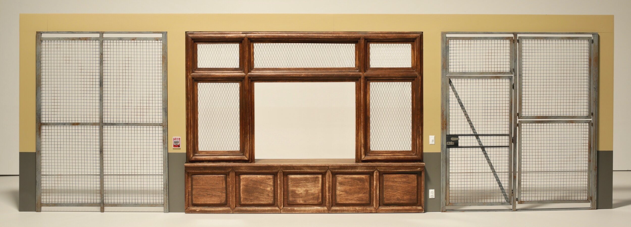 Basswood Reception desk, MDF flat and styrene gates - fabrication
