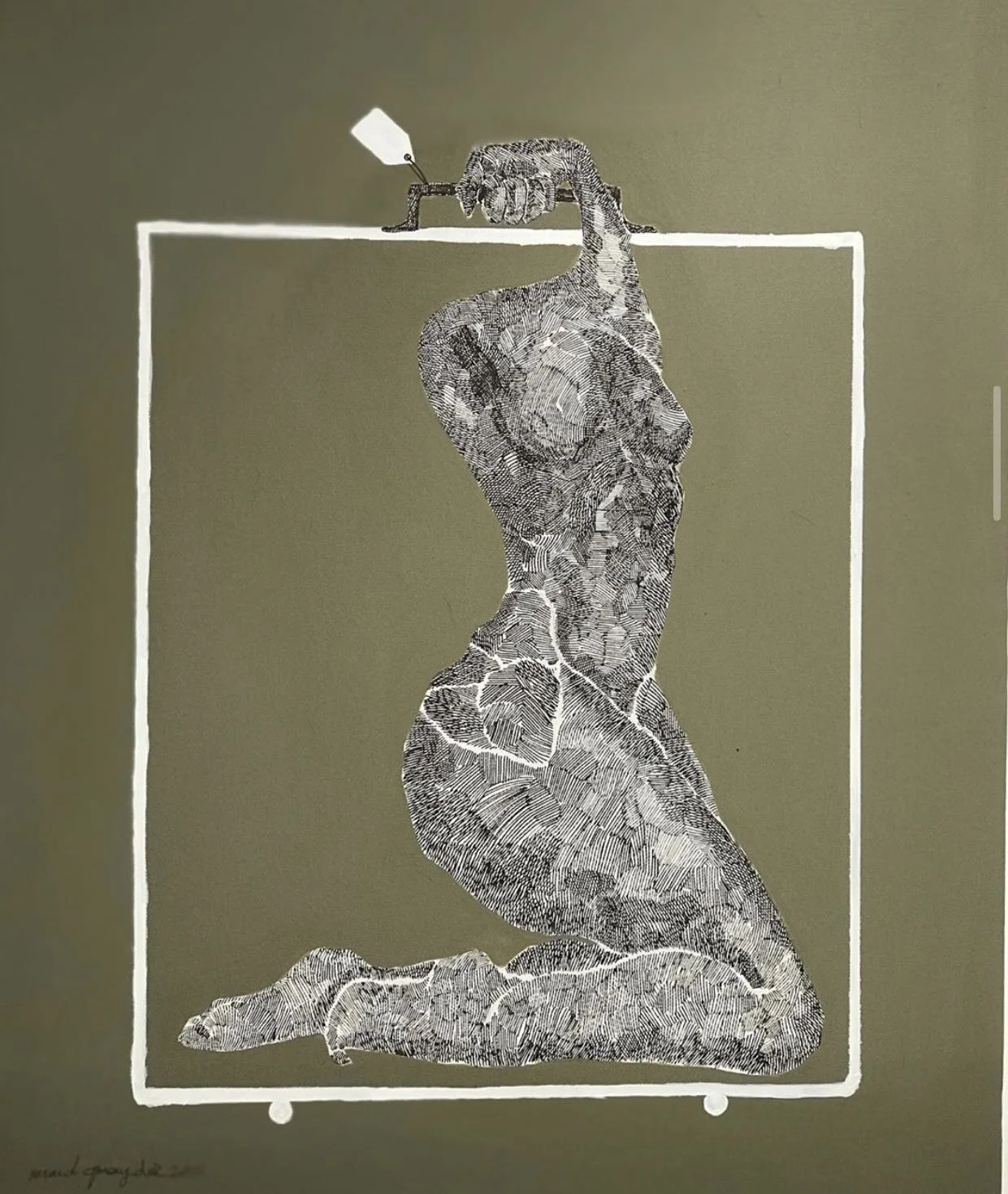  Ink and acrylic on canvas     100x70 cm     2019 