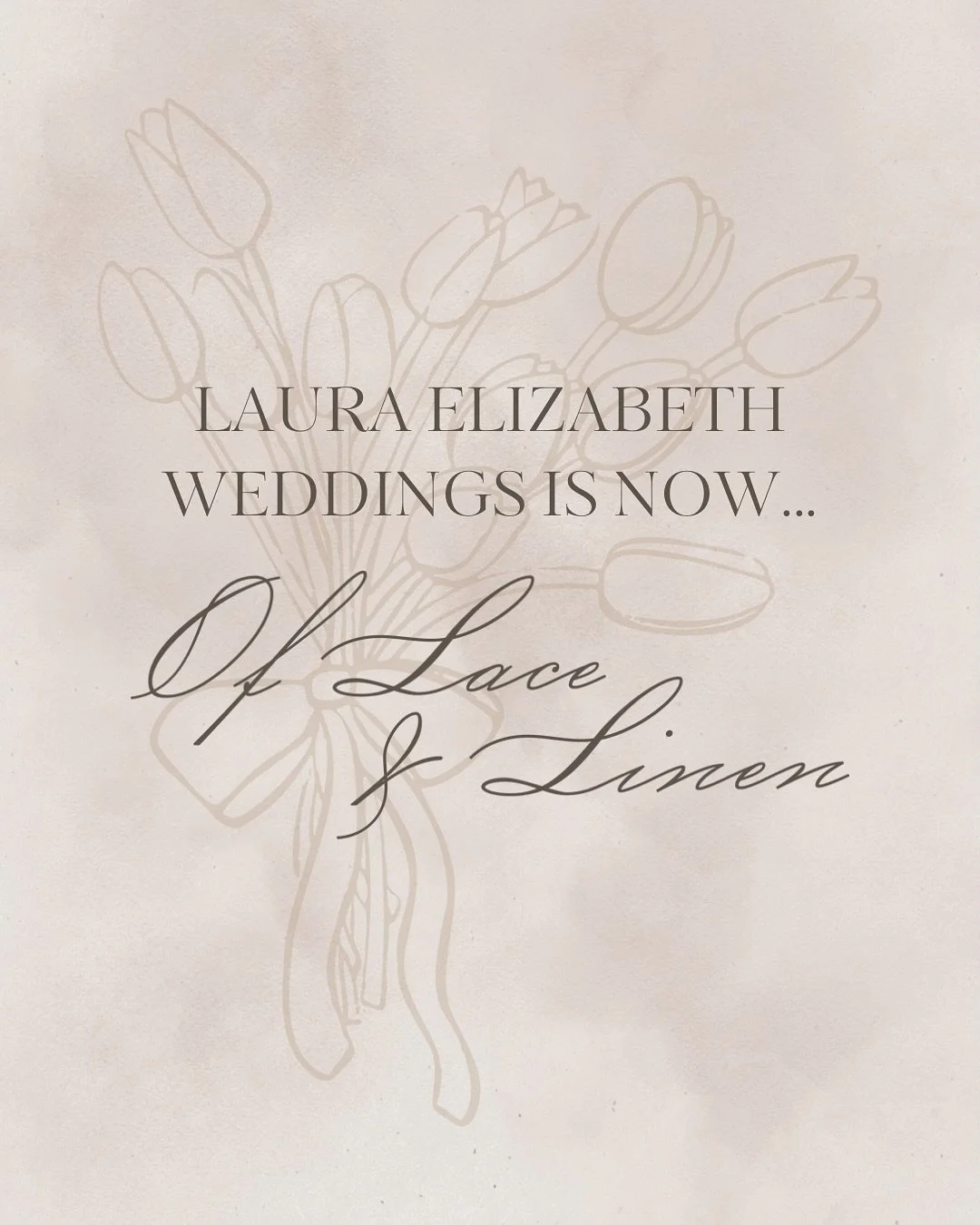 We&rsquo;ve been keeping a little secret&hellip; 

Laura Elizabeth Weddings is now Of Lace &amp; Linen.

This name feels like home. A reflection of the timeless, romantic, and intentional weddings we love to create, and a way to honor the team that m