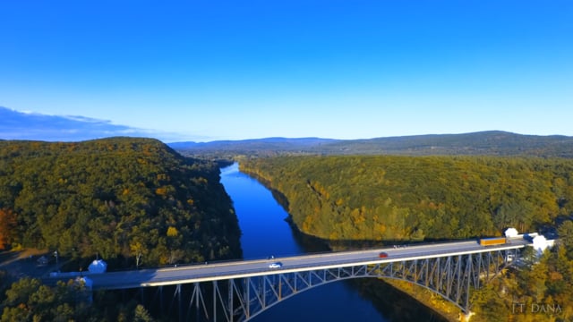 Big Bridge and an Orange Striped Truck