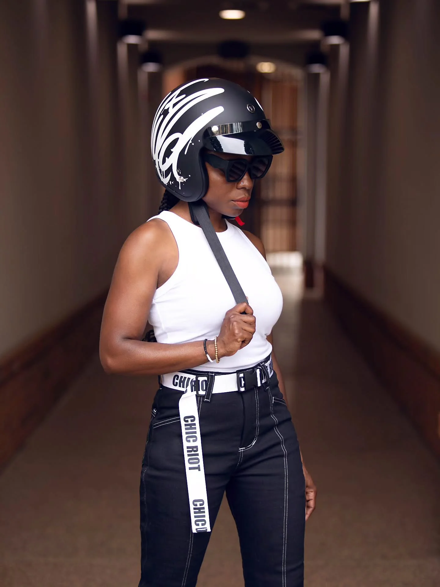 The mash up of Chic Riot gear &amp; @torchelmets is definitely a win! Be protected in style&mdash;trust, gear is cool 😎 🫡🔥

Shop with us by visiting www.chicriot.com | Where fashion meets safety. 

#chicriotapparel #TorcHelmets #bikerbabe #motogea