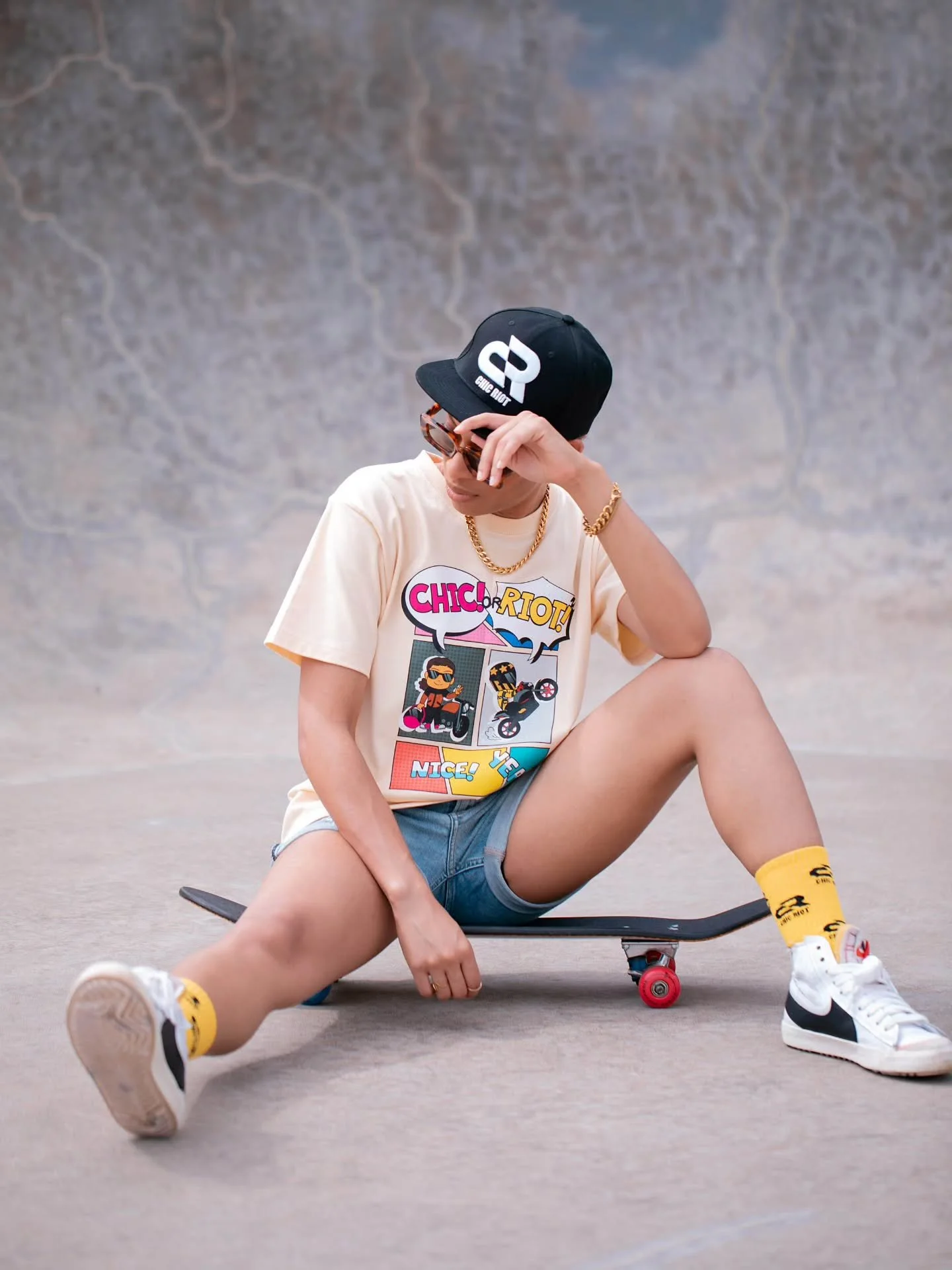 Whether you prefer bold and fun or sleek and edgy (slide 2)...we got the perfect tee to match your style. ⚡ On or off the bike let us get you right! 💯

Don't forget to grab a pair of socks and the hat to match! 

www.chicriot.com | Where fashion mee