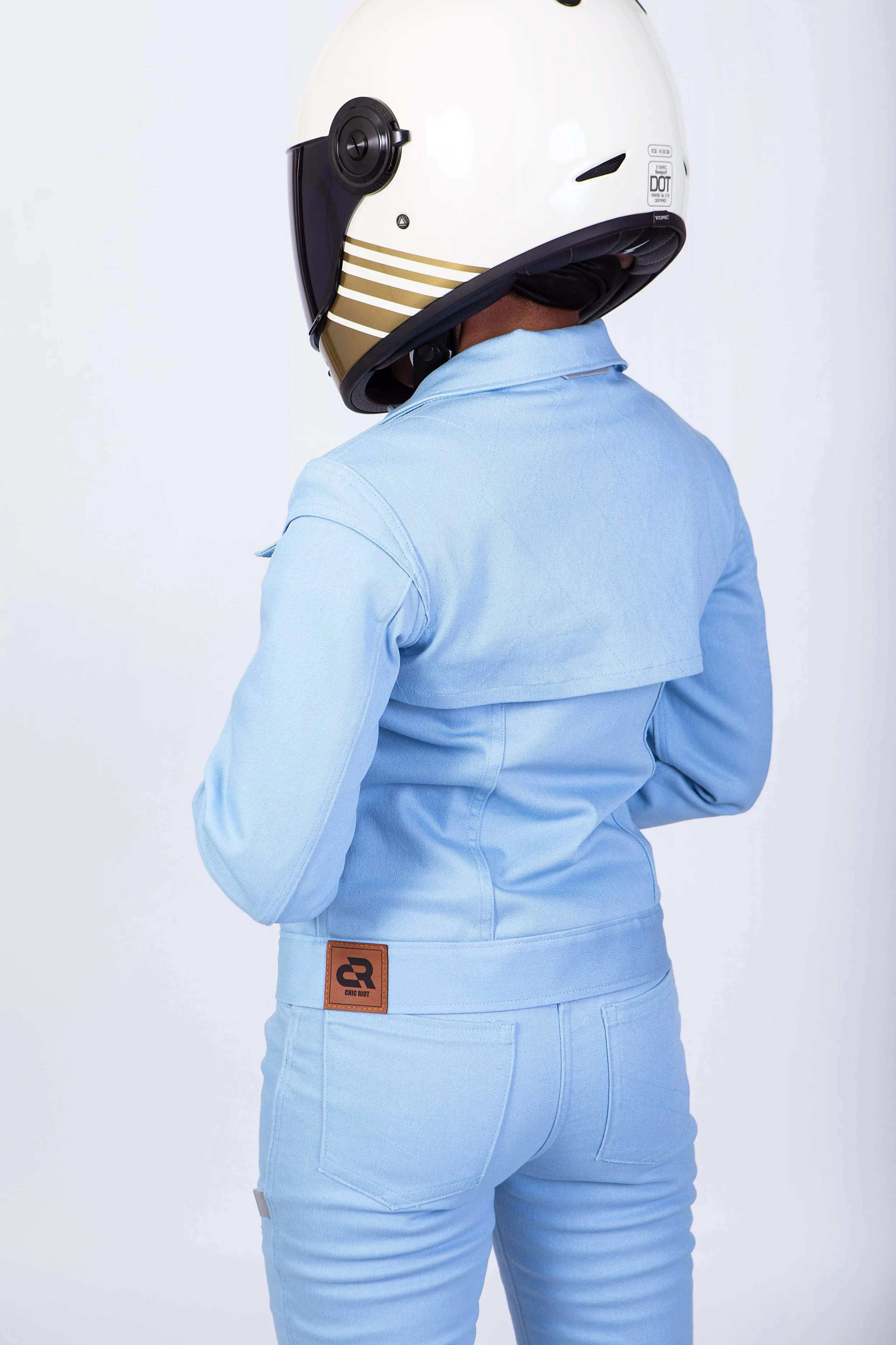 women in motorcycle jacket