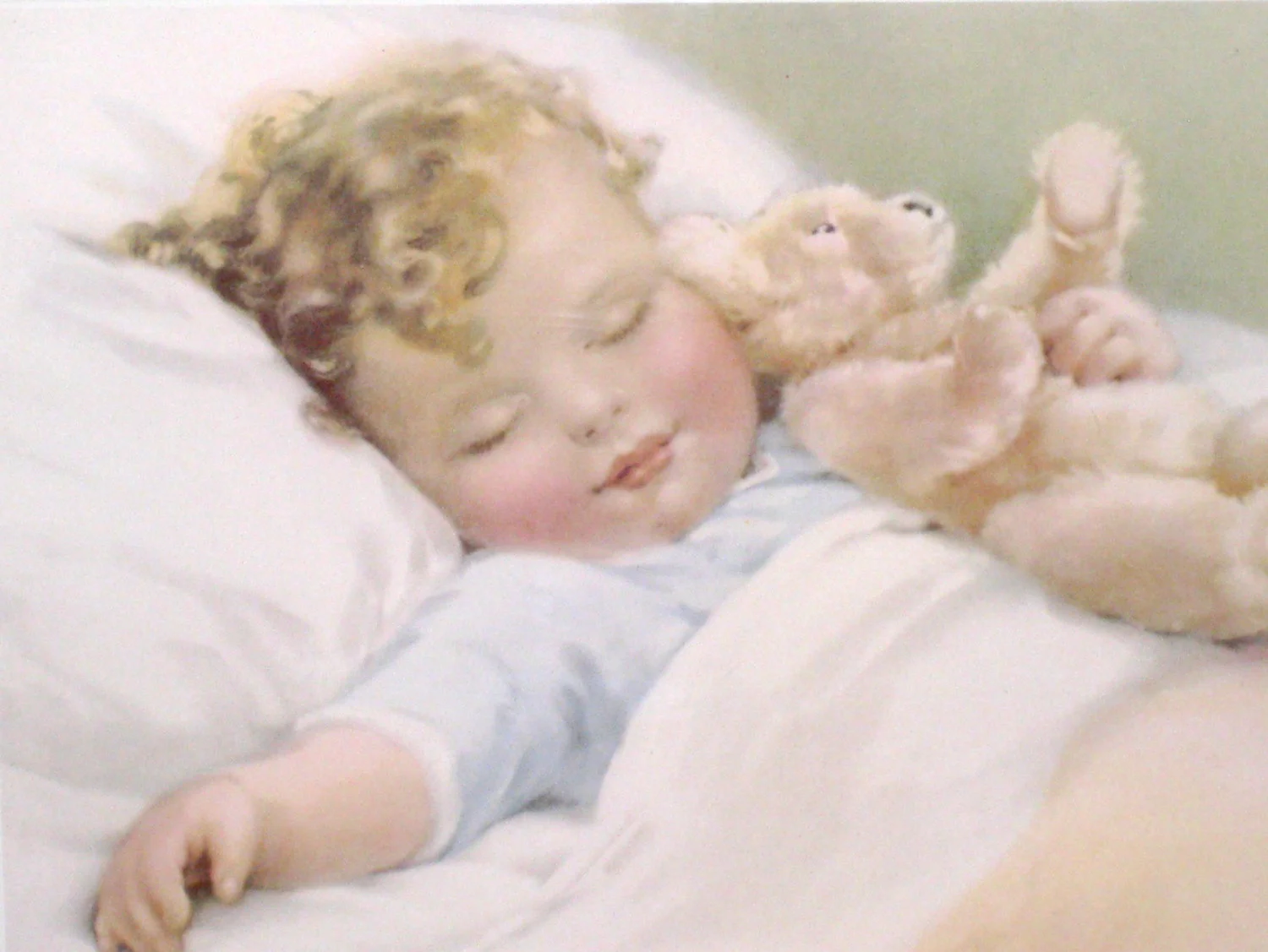 Sleeping Baby with Teddy Bear - standard card size