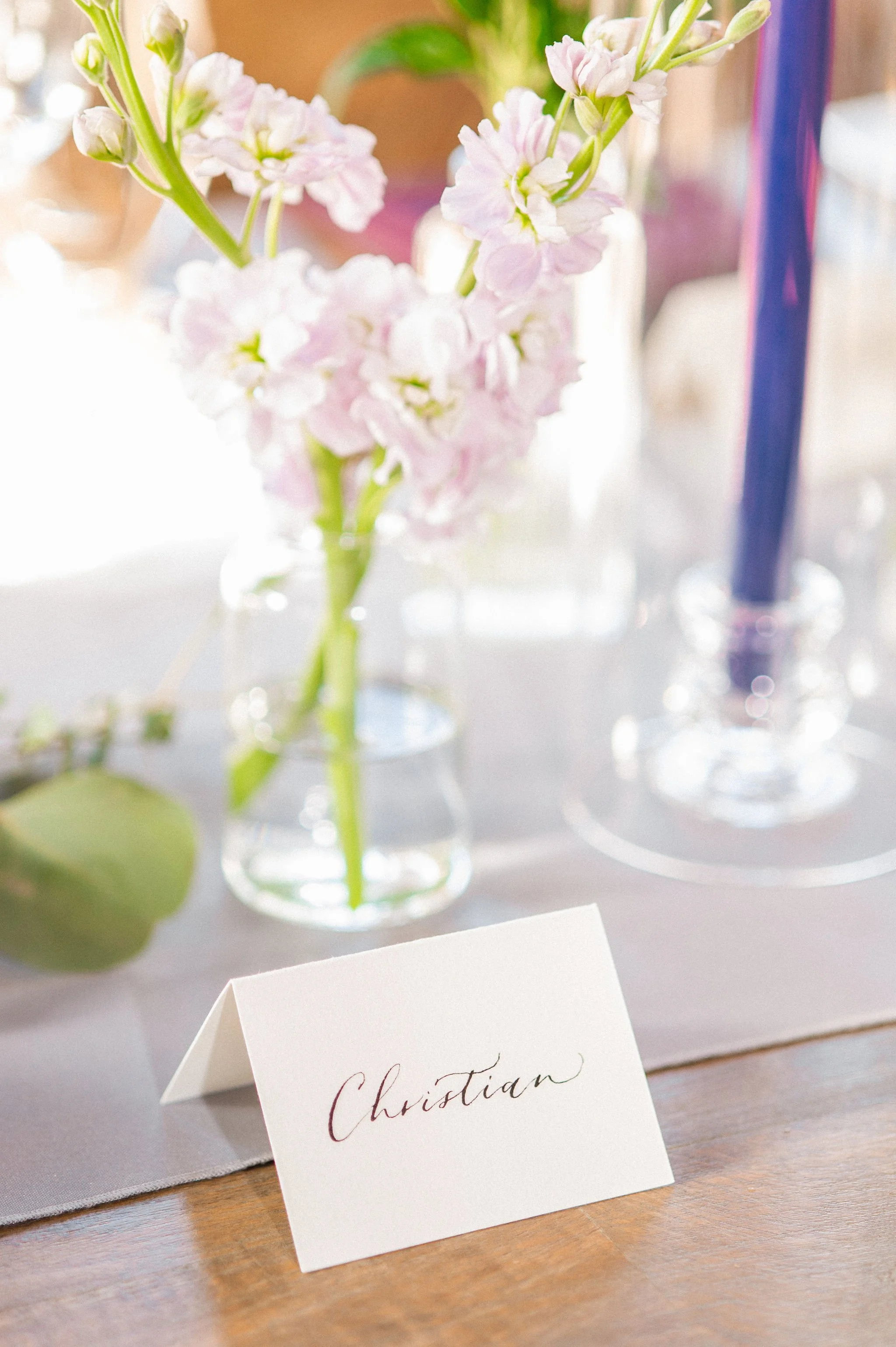 Romantic calligraphy place cards