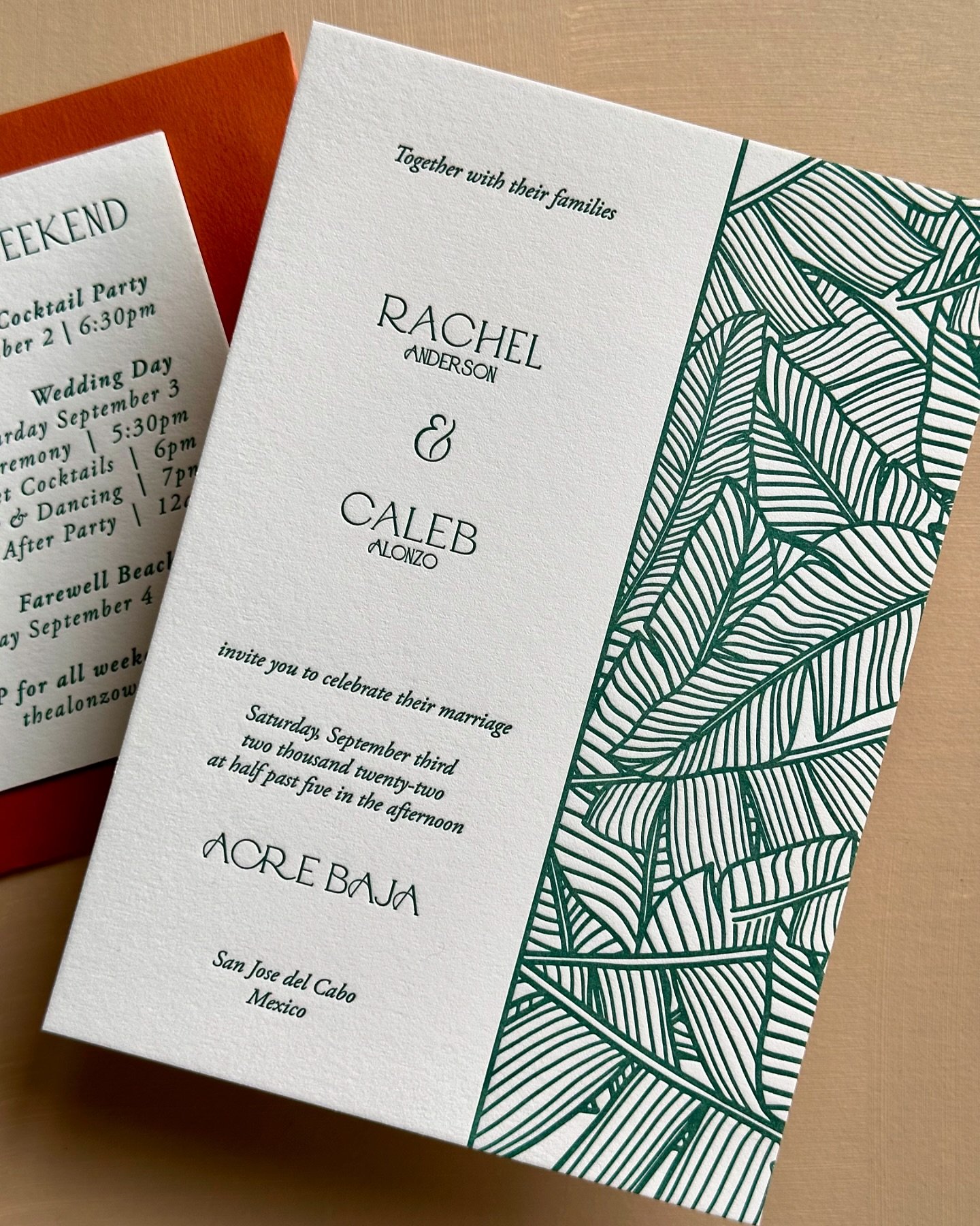 Tropical Destination Wedding? Suite No. 06 Please! 
&bull;
Loving those banana leaves 💚
&bull;
@inkloveandpaper 
&bull;
#tropicaldestination #destinationwedding #weddinginspo #wedding #weddinginvitation #inkloveandpaper #beachwedding