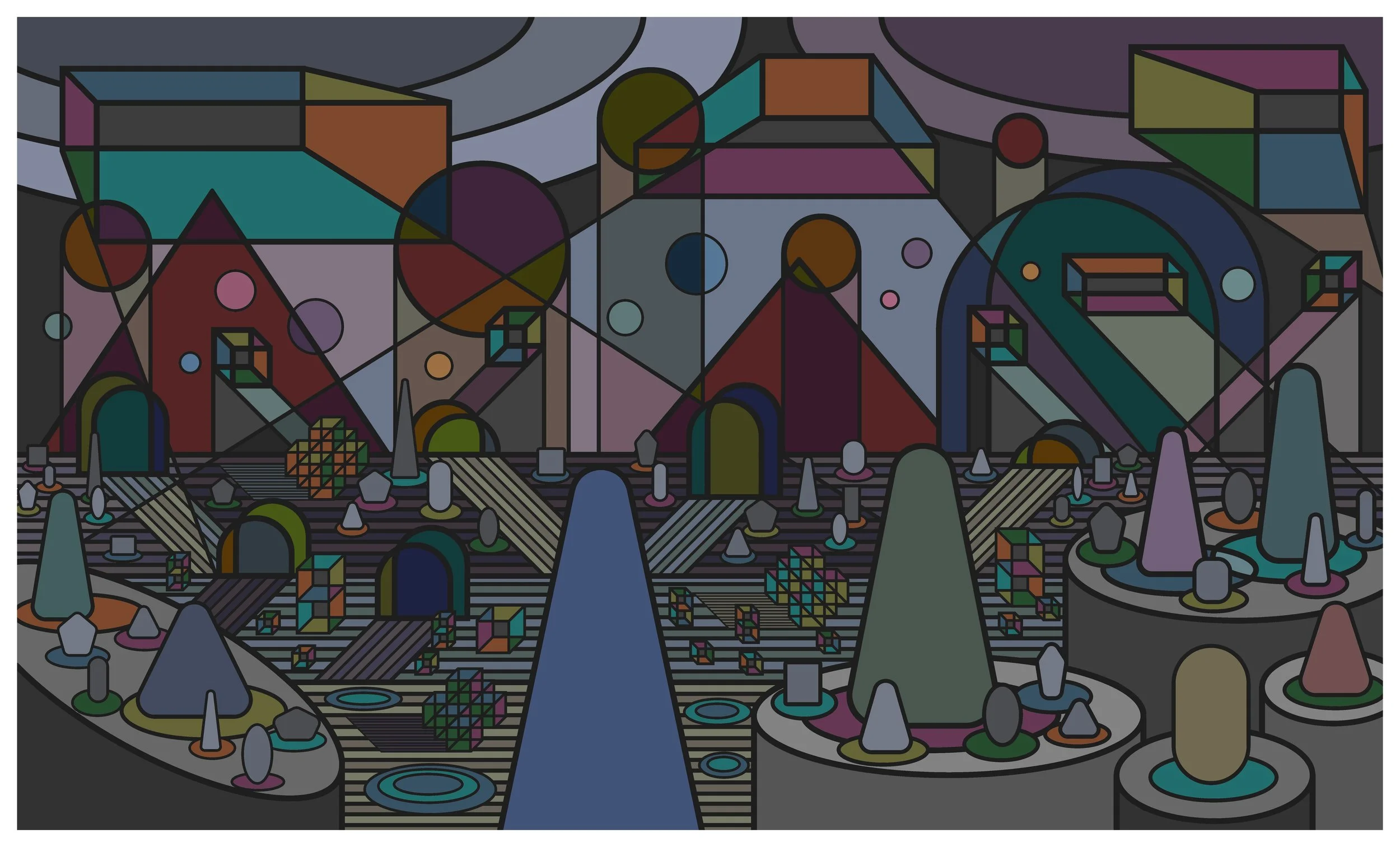 Dada Bauhaus Landscape Series, The Visitors, No. 3