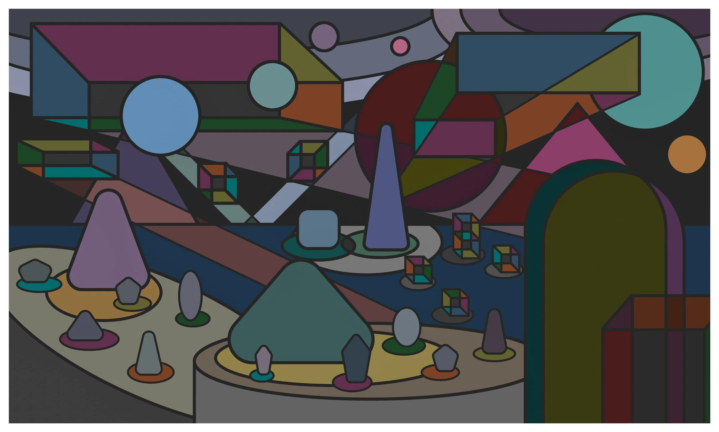 Dada Bauhaus Landscape Series, The Visitors, No. 2