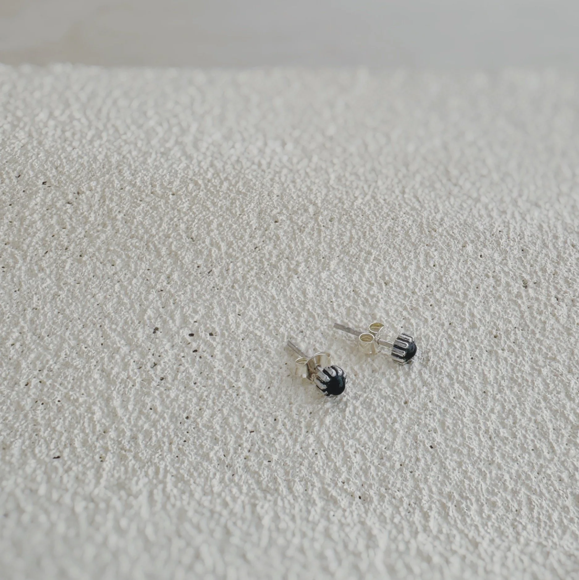 Mini Black Agate Stud Earrings