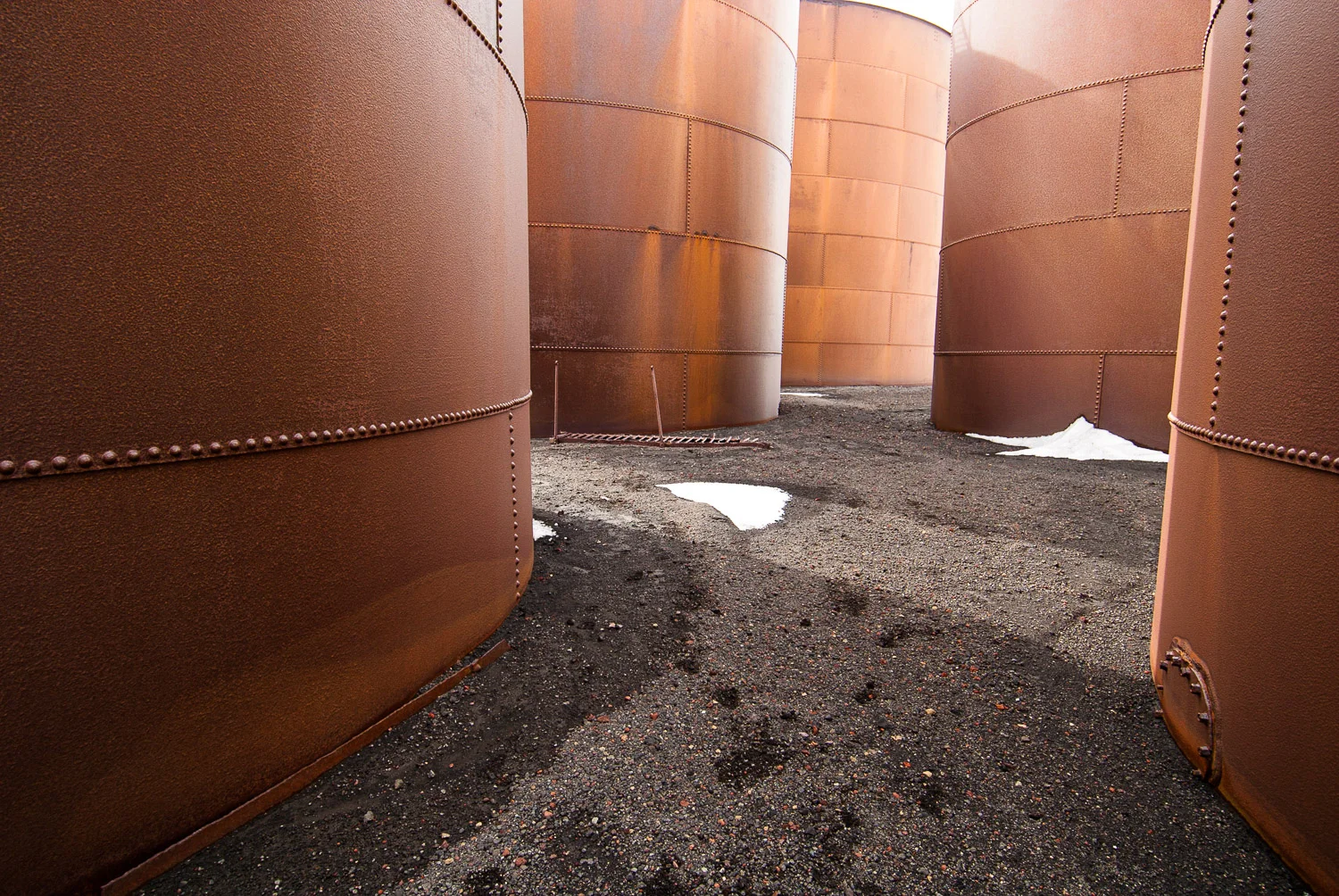 Derelict storage tanks, Whaler’s Bay, Deception Island, Antarctica. © www.thomaspickard.com
