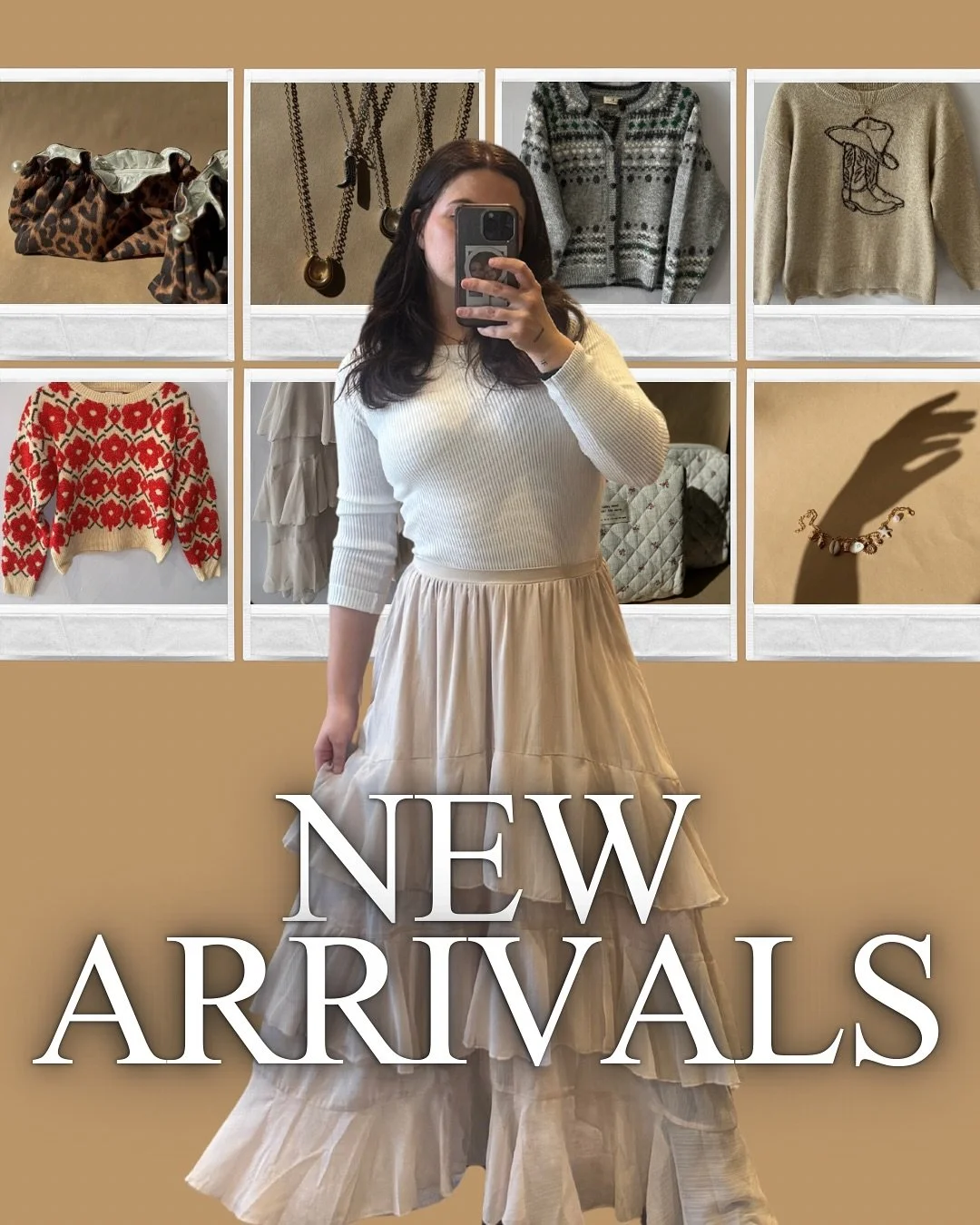 New arrivals just dropped! Cozy knits + dainty jewels = your new fall obsession 🍂
Come see what&rsquo;s new at Goldie &mdash; shop in-store or online! 💛