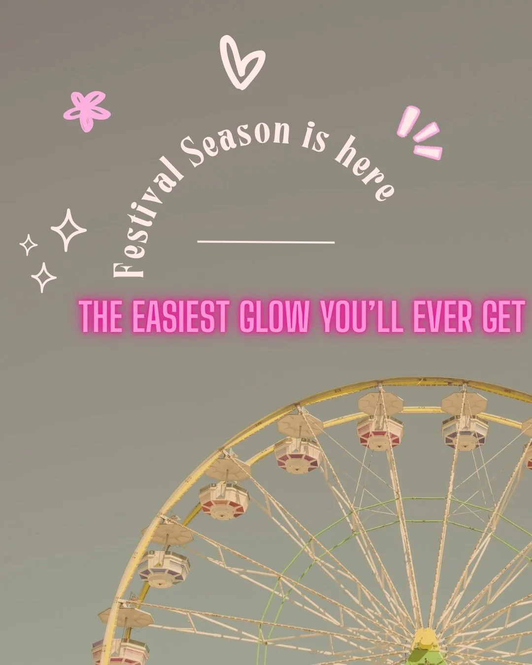 Festival season is here 🎡✨

The easiest glow you&rsquo;ll ever get 

We come to you - no stress, no driving, just show up and glow

Book with you + a friend and get **$10 off each** 👯&zwj;♀️

Spots are limited 
Book online at goldiegoldie.com or te