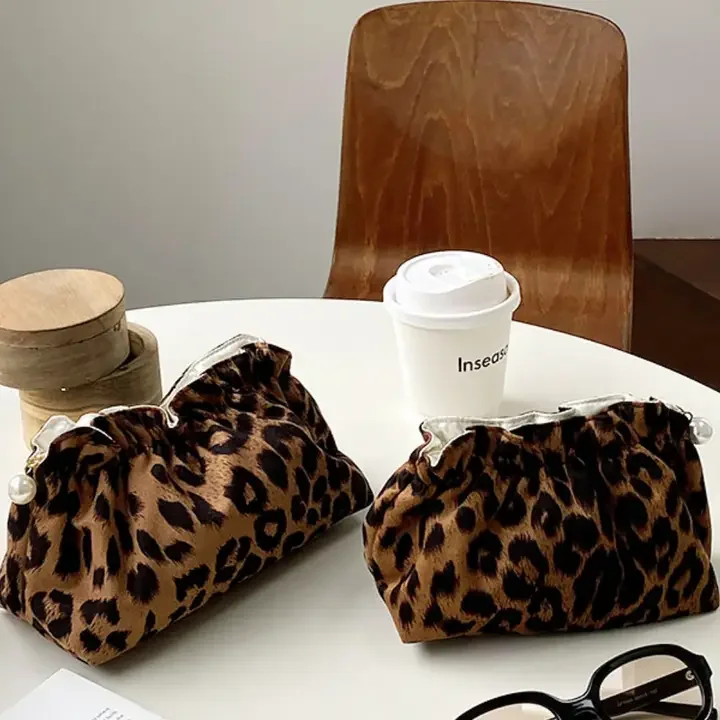 Vintage Leopard Print Cosmetic Bag