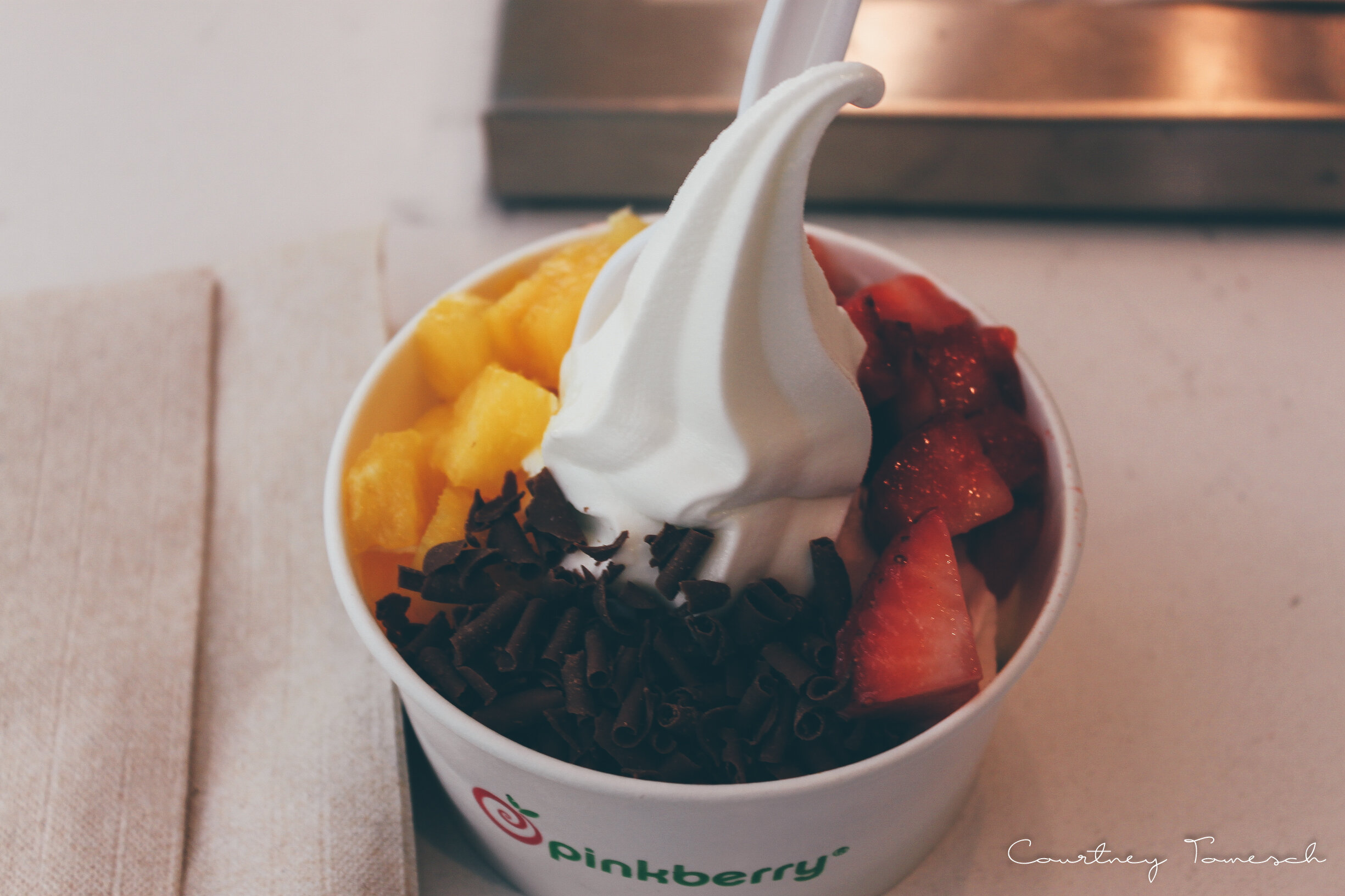   Pinkberry after the game! YUMMM!!   Original with pineapples, strawberries and chocolate shavings! 