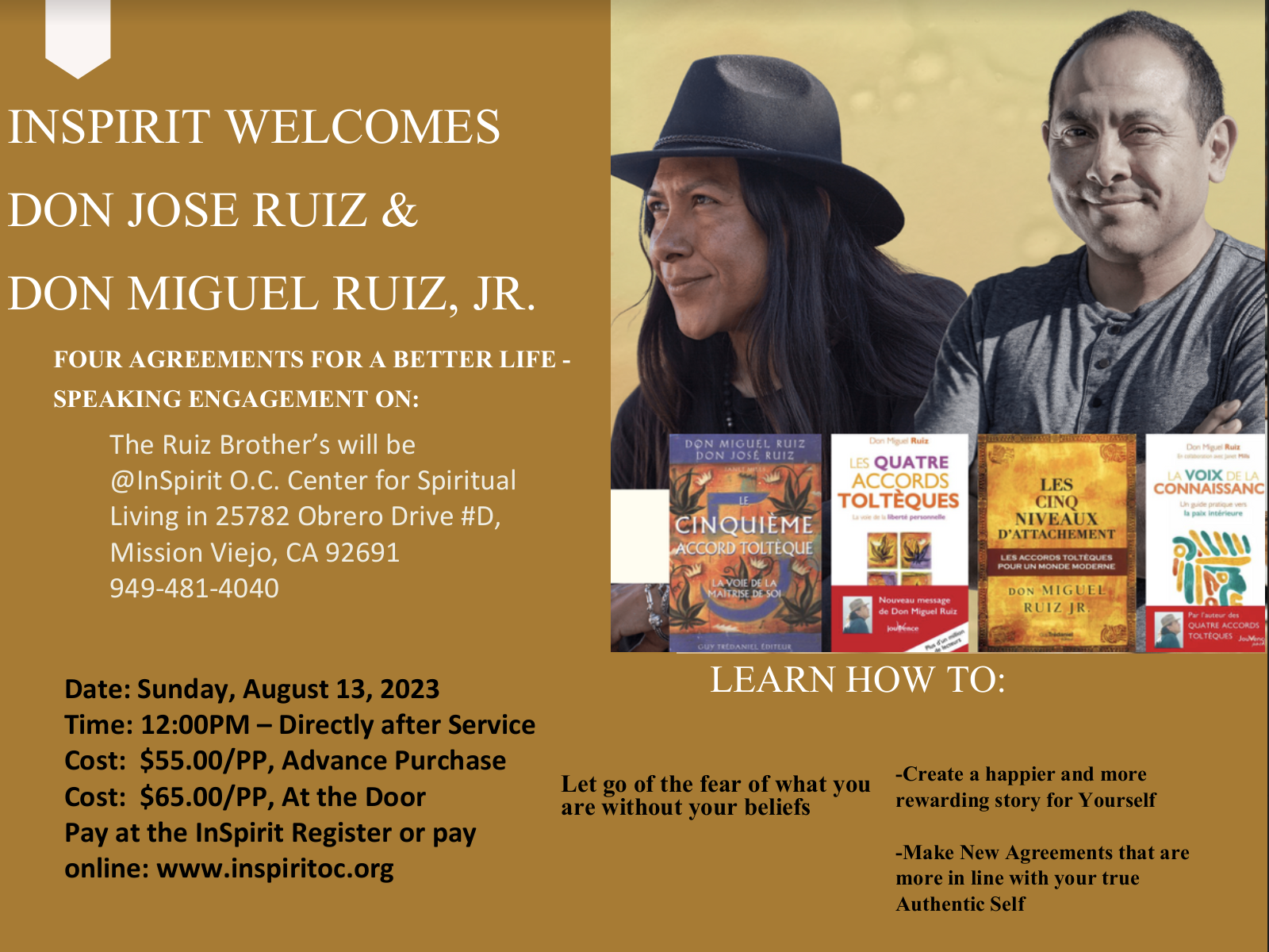 don Miguel Ruiz Jr will take us on a Four Agreements journey. Tomorrow!  OCTOBER 28, 2023 - SATURDAY 10AM-12PM PDT Get your online tickets…