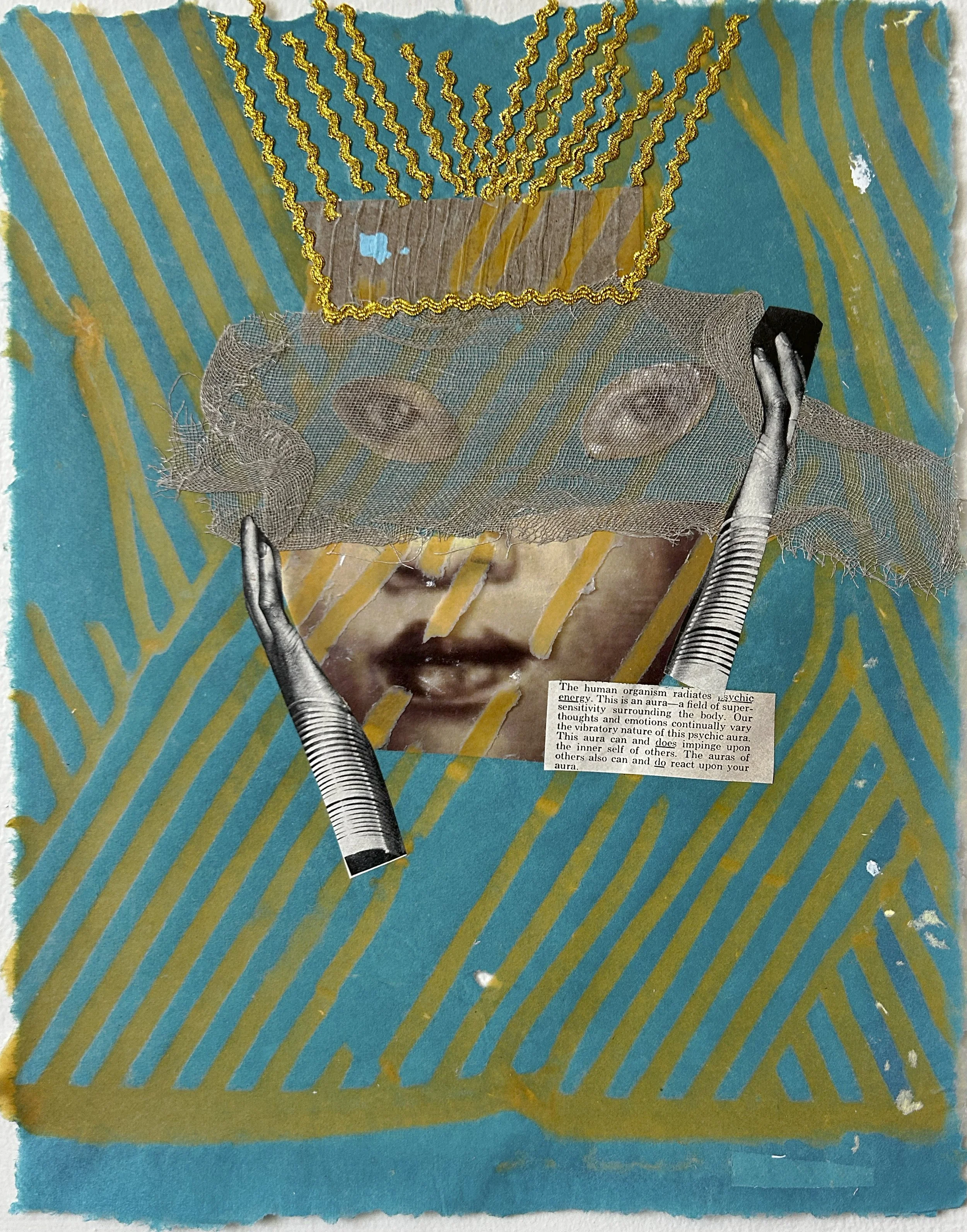  11 x 14  cotton and abaca blowout with embedded photos, fabric, ephemera &amp; cardboard (2025)     