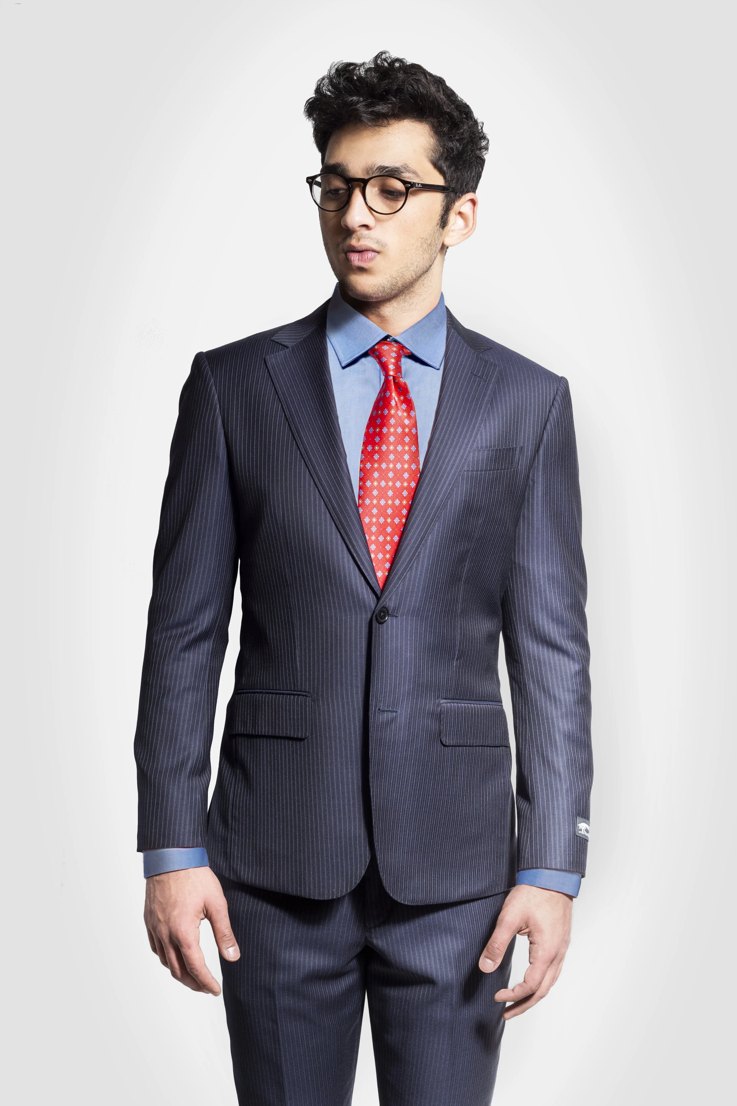Navy Blue Pinstripe Suit  