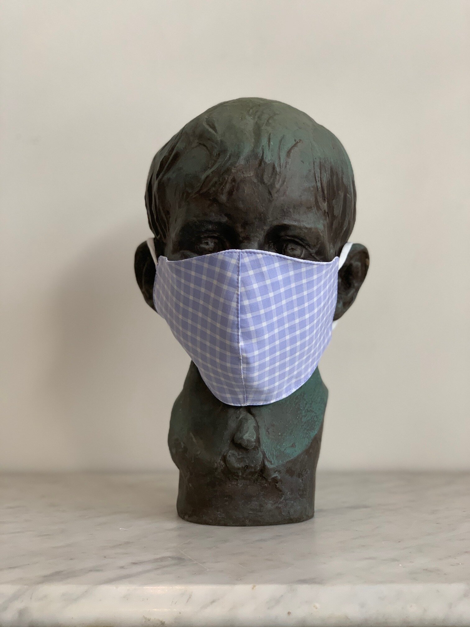 Blue and White Checked Sarti Mask