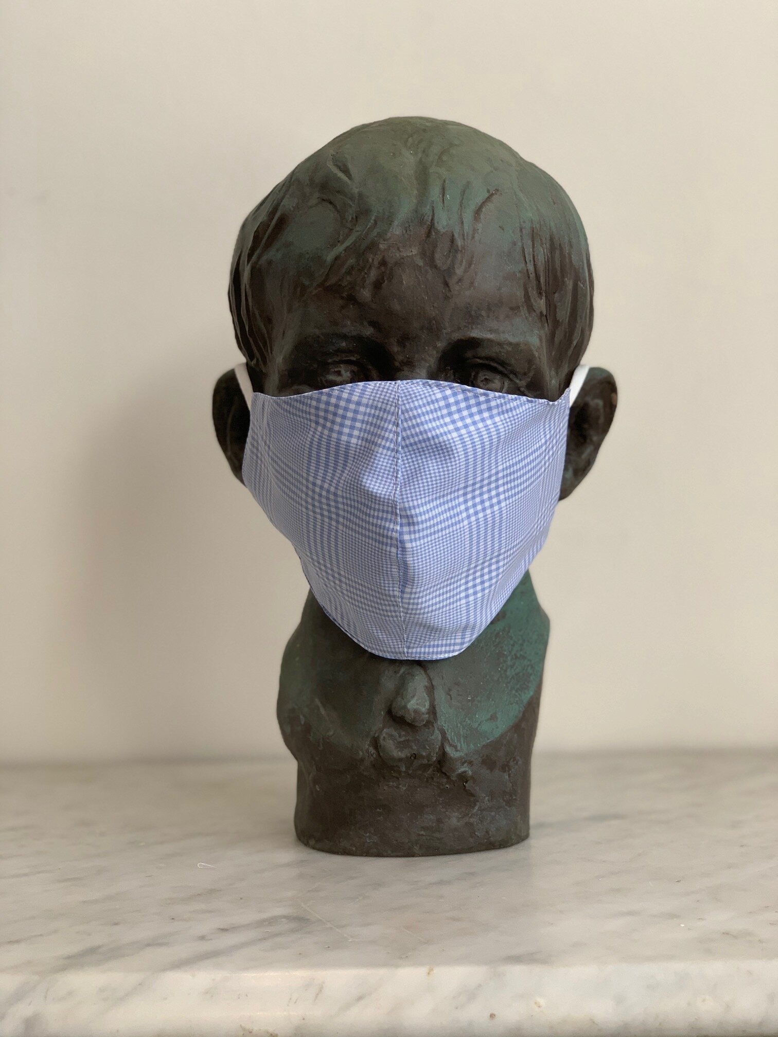 Baby Blue and White Check Sarti Mask