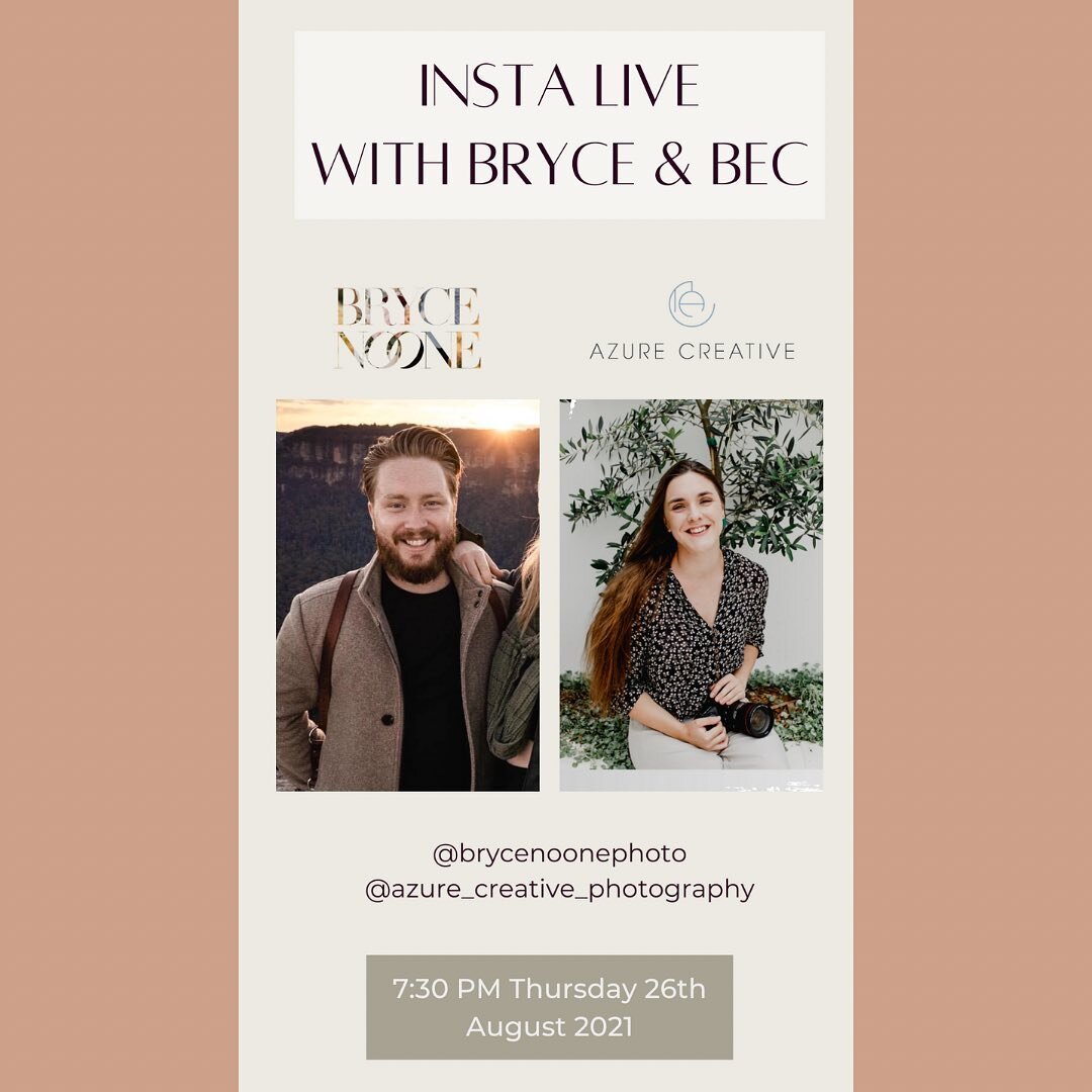 INSTA LIVE // Bec &amp; I will be going live on Insta next Thursday 26th August @ 7:30 PM. Answering all your wedding questions, addressing the uncertainty around planning your wedding during COVID and anything else you&rsquo;d like to know. DM me yo