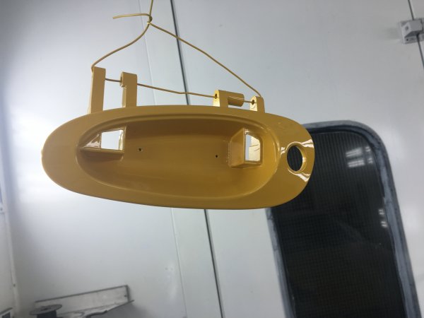 We see too many vehicles that other body shops repair and paint that they do not paint the handle when painting the door and it is obvious when done. We painted the handle after dismantling for a proper paint job.
