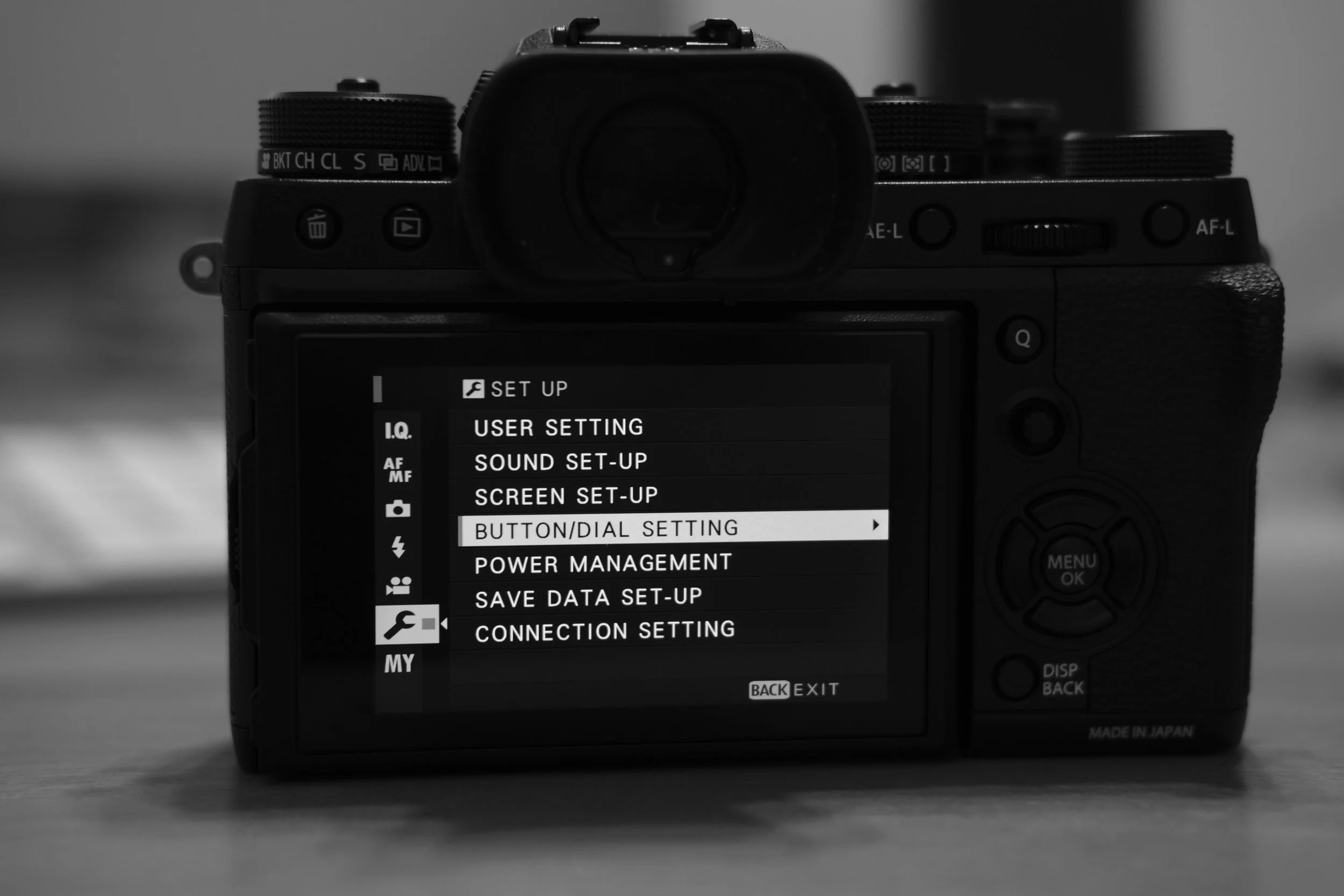 It's buried in the 'Button/Dial Setting' menu. Huh?