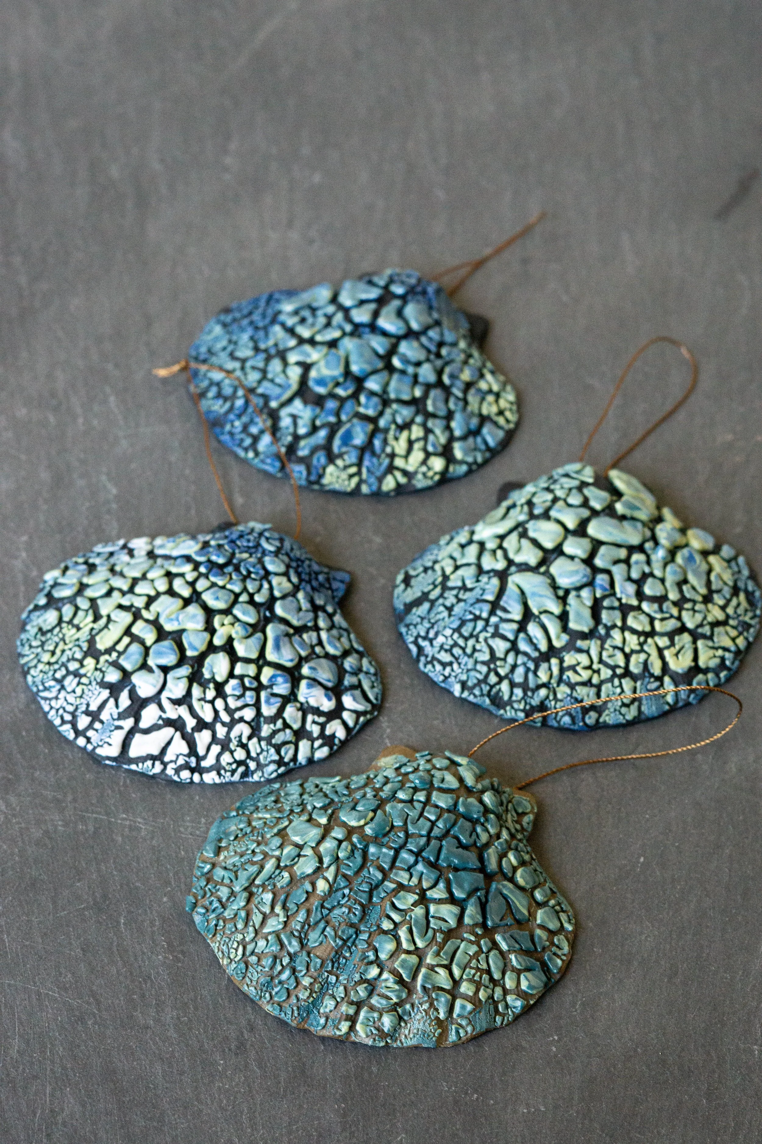 Scallop Ornaments - Blue/Green