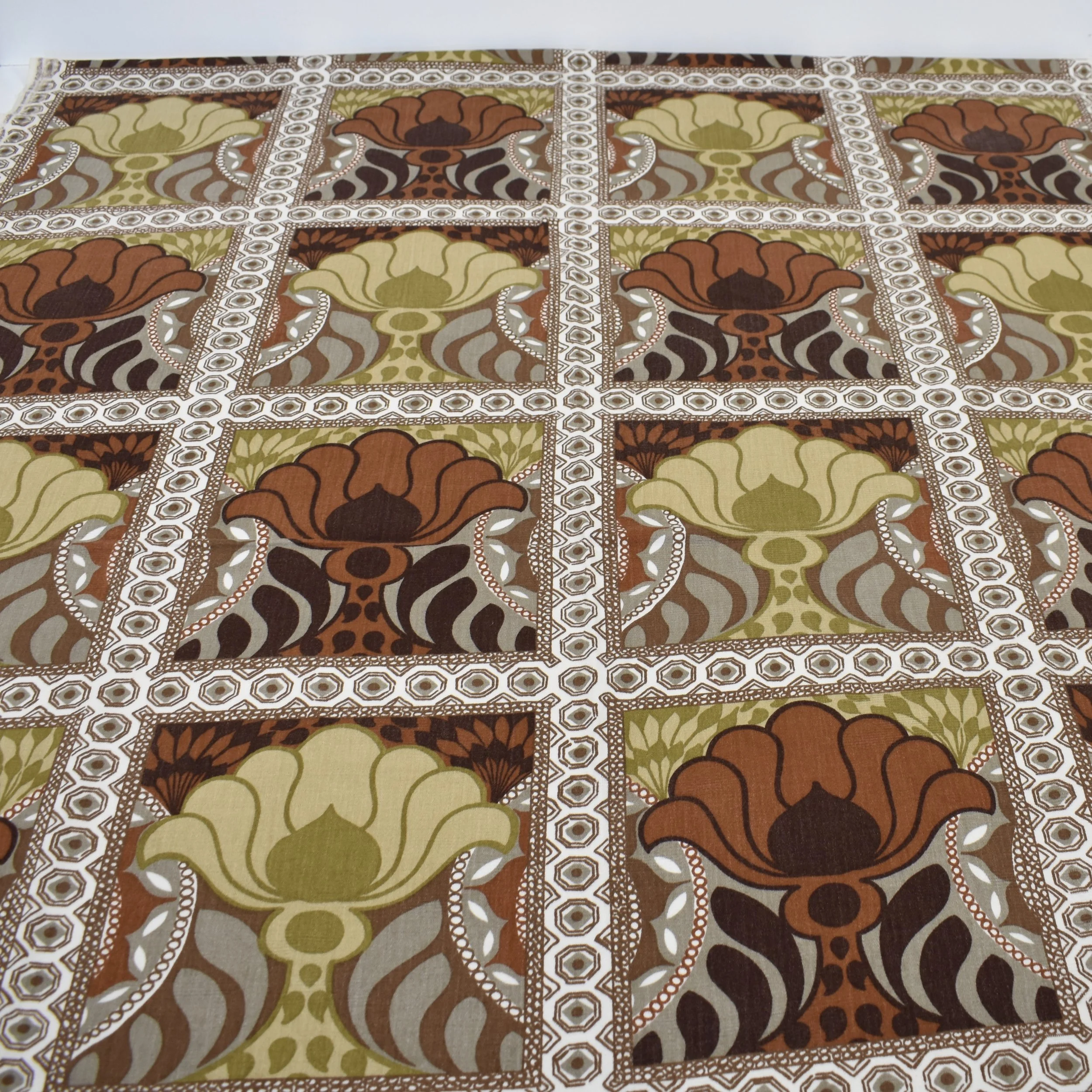 Ashton a Stylised “ Lotus Flower”. screen printed fabric by Bevis