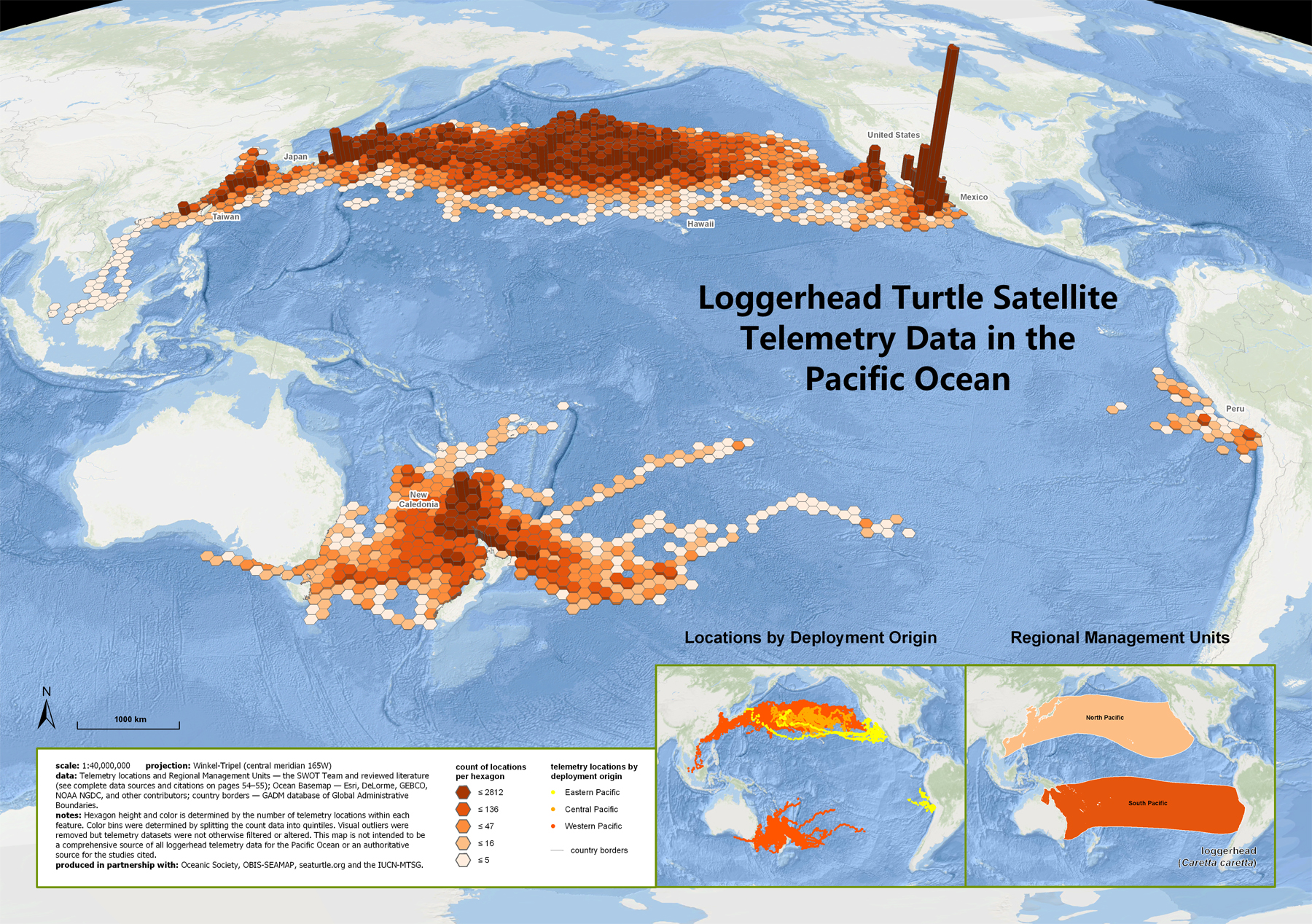  Map of loggerhead telemetry in the Pacific from   SWOT Report , vol. XIII . 