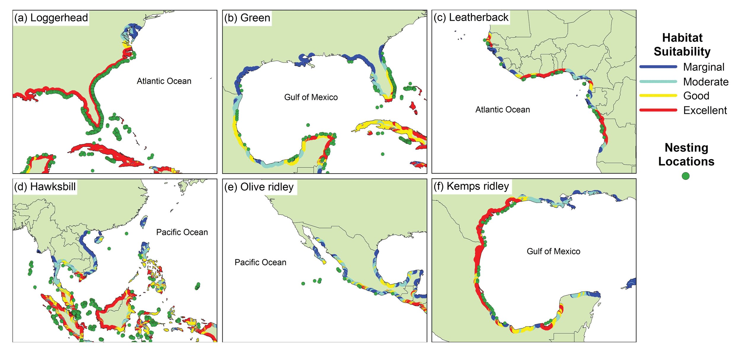 From Pike, D. A. 2013. Climate influences the global distribution of sea turtle nesting. Global Ecology and Biogeography 22: 555–556.